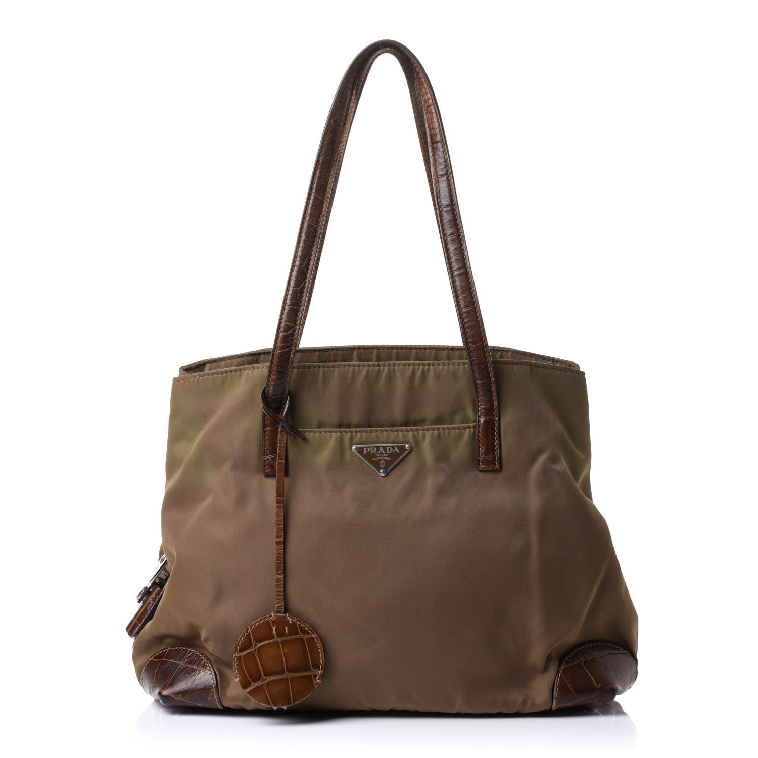 バッグ PRADA TESSUTO NYLON CROCO TOTE HAND BAG Prada Tessuto Nylon Faux Croc Tote Brown 891324 – FASHIONPHILE