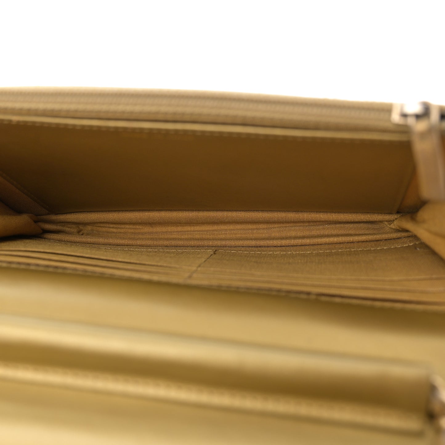 Distressed Calfskin Quilted Boy Wallet On Chain WOC Gold