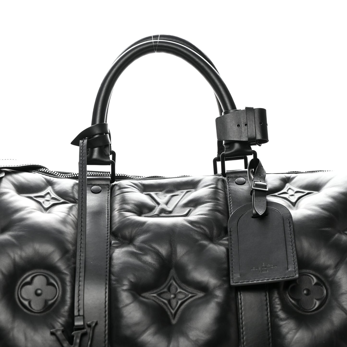 Lambskin Monogram Keepall Puffer XL Bandouliere 75 Black