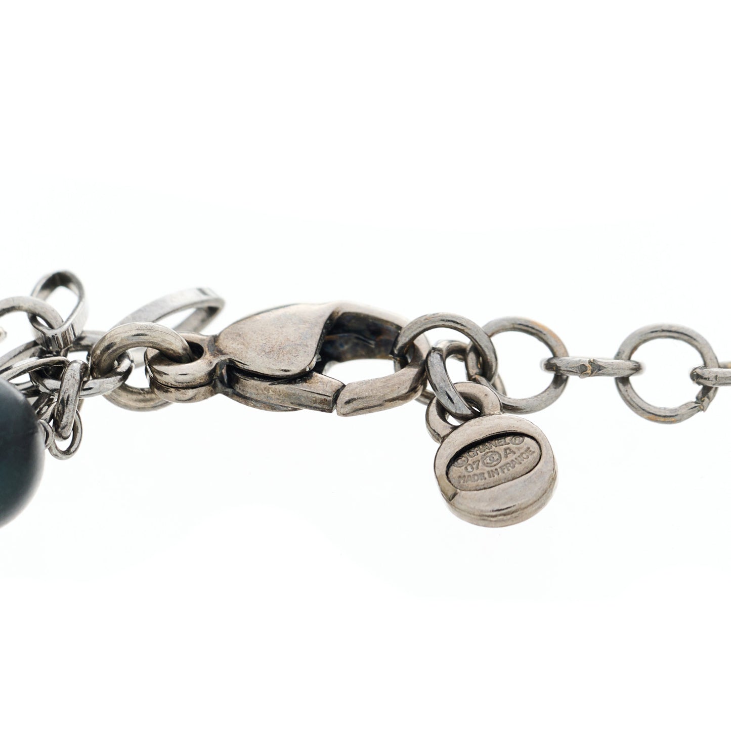 Pearl Bead Resin Glitter CC Charm Bracelet Black