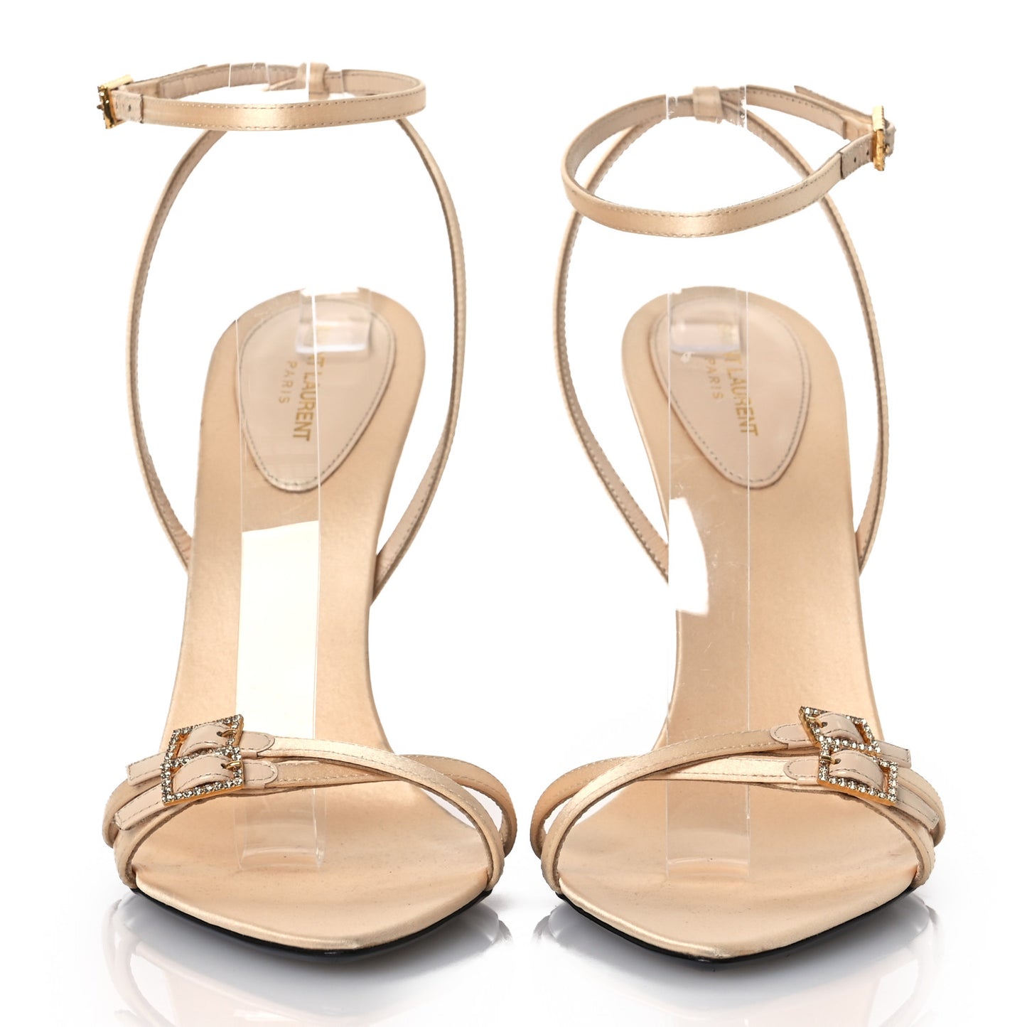 Calfskin Satin Crystal Gippy 110 Sandals 41 Soft Nude