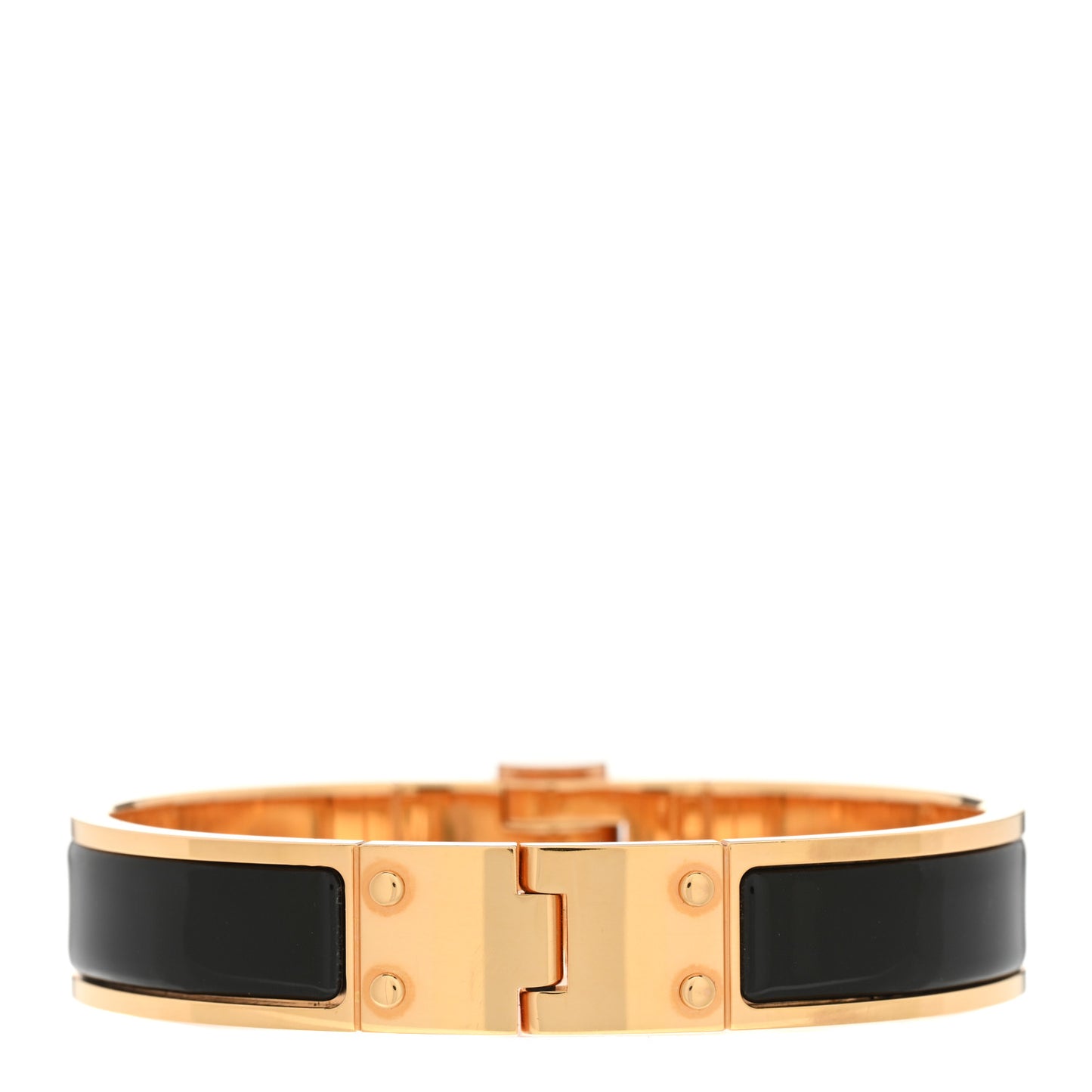 Enamel Charniere Uni Narrow Hinged Bracelet M Black