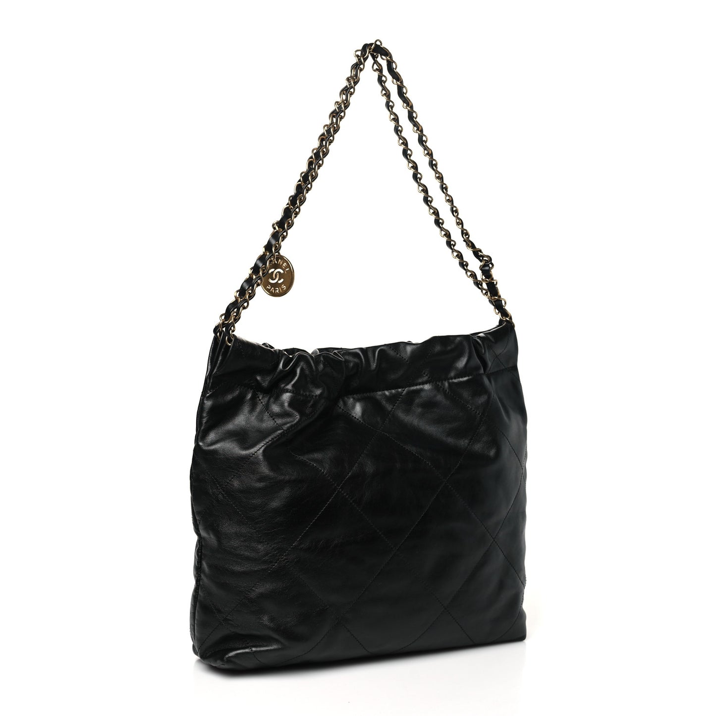 Shiny Calfskin Quilted Small Chanel 22 Black