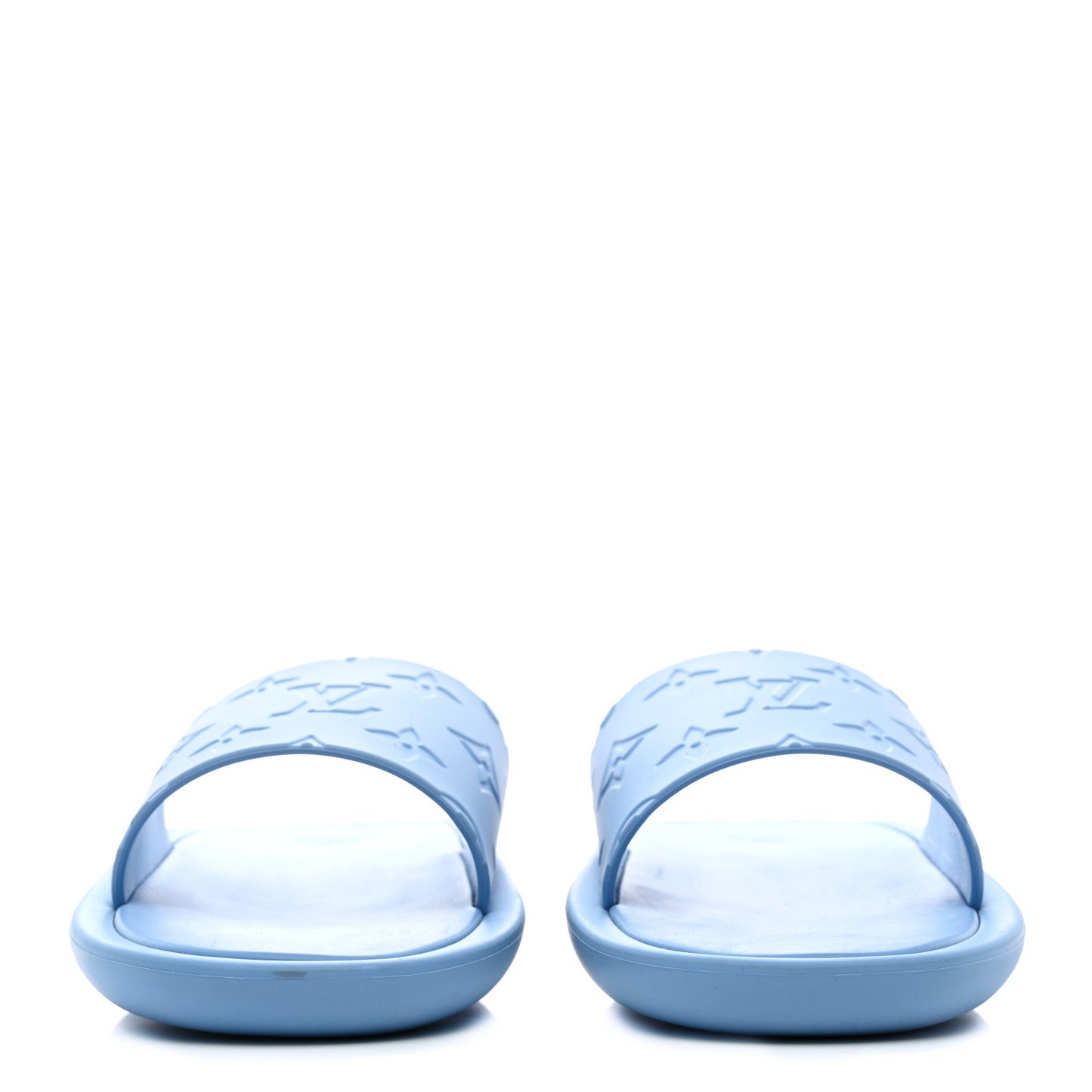Rubber Monogram Embossed Sunbath Flat Mule 37 Blue