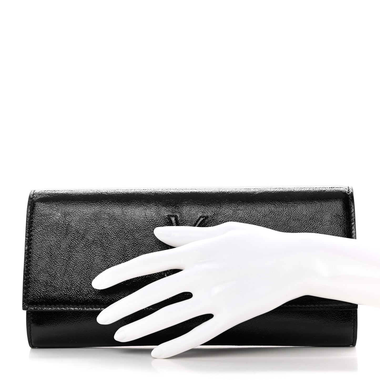 Textured Patent Monogram Small Belle De Jour Clutch Black