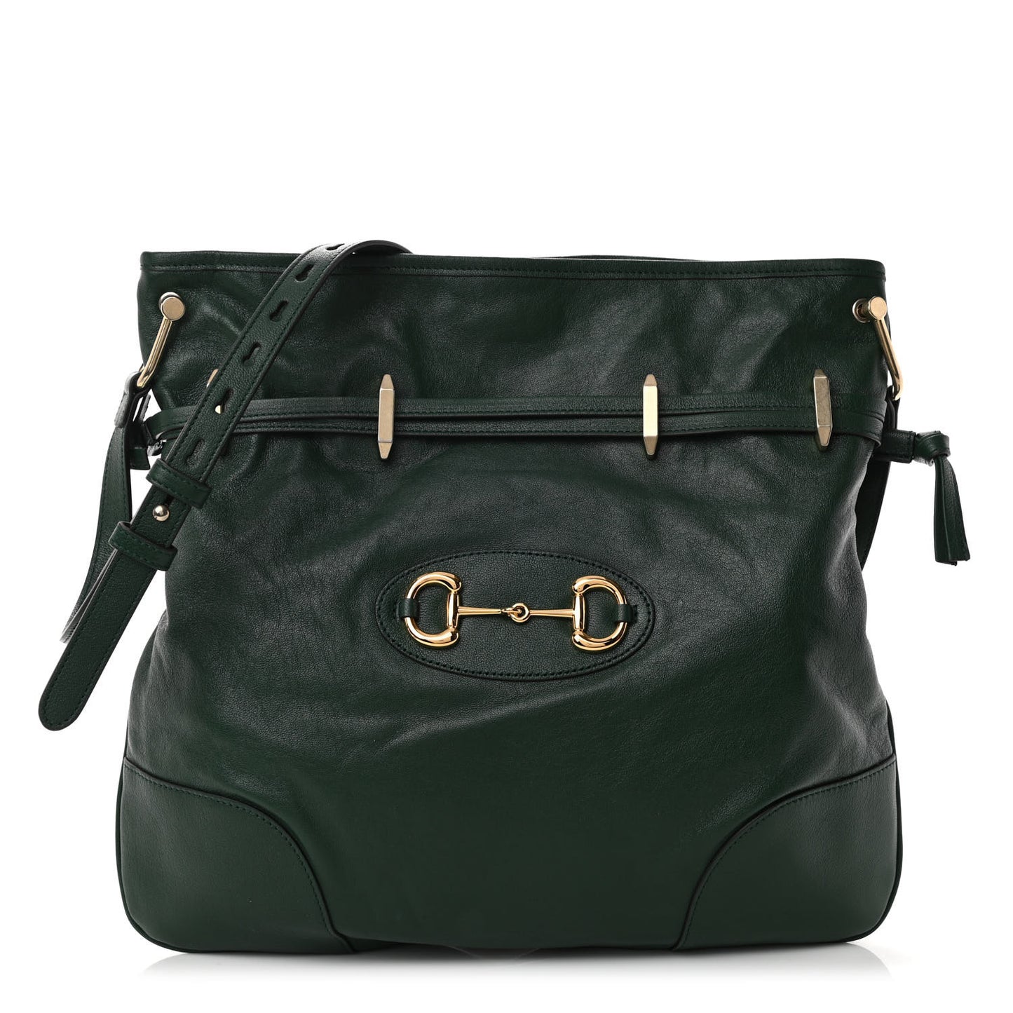 Sakai Calfskin Horsebit 1955 Cinch Top Messenger Bag Vintage Green