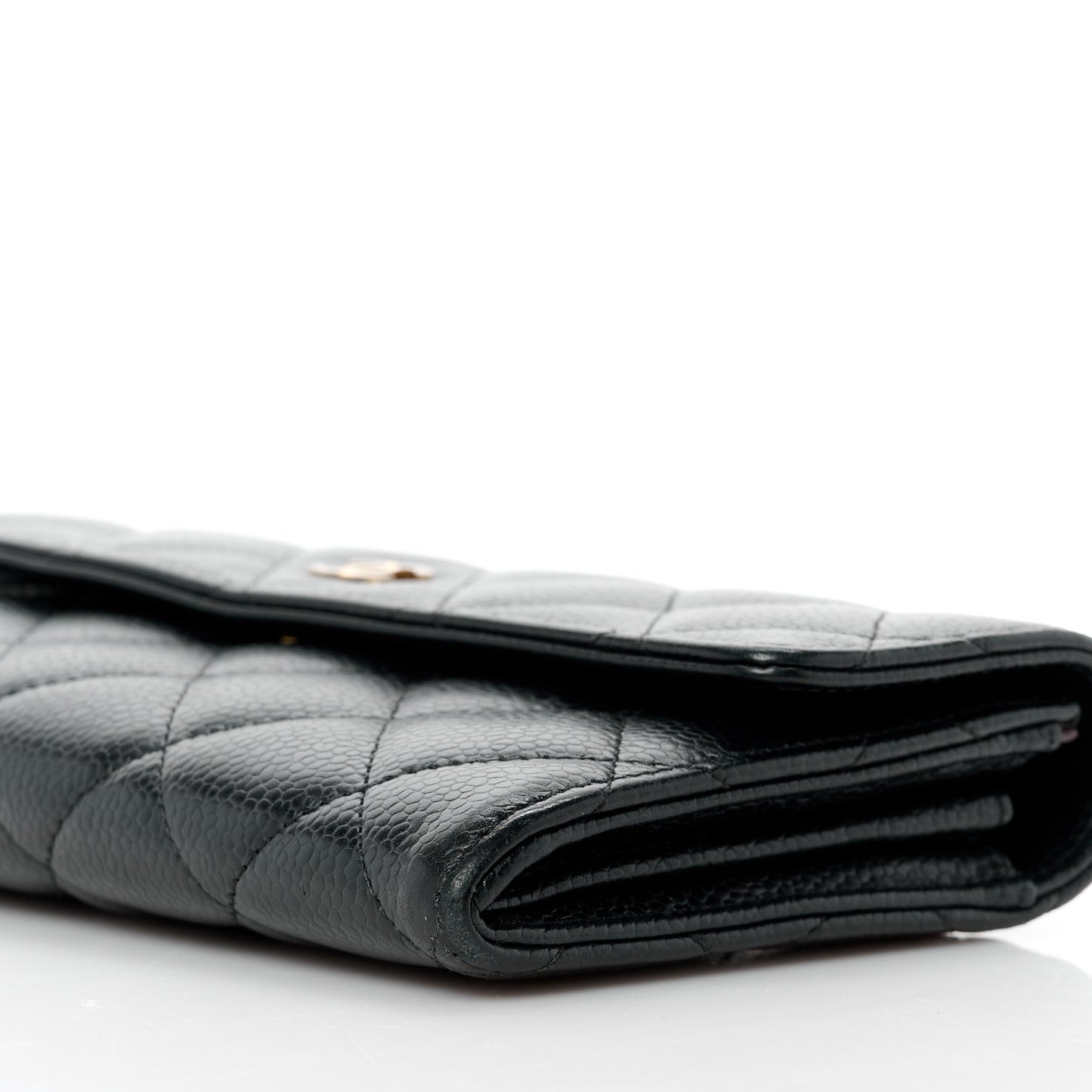 Caviar Quilted Long Flap Wallet Black