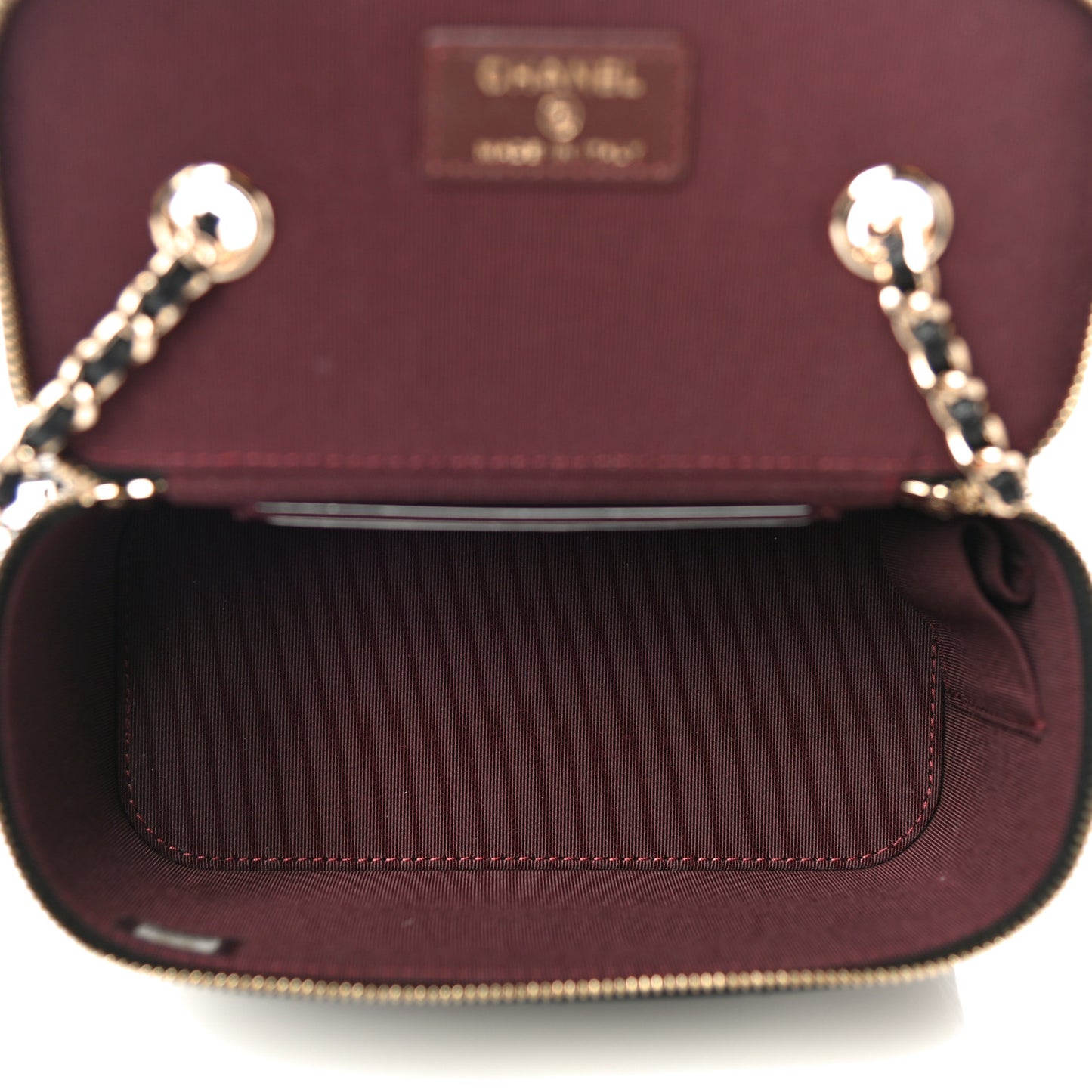 Lambskin Quilted Small Vanity Case With Chain Black