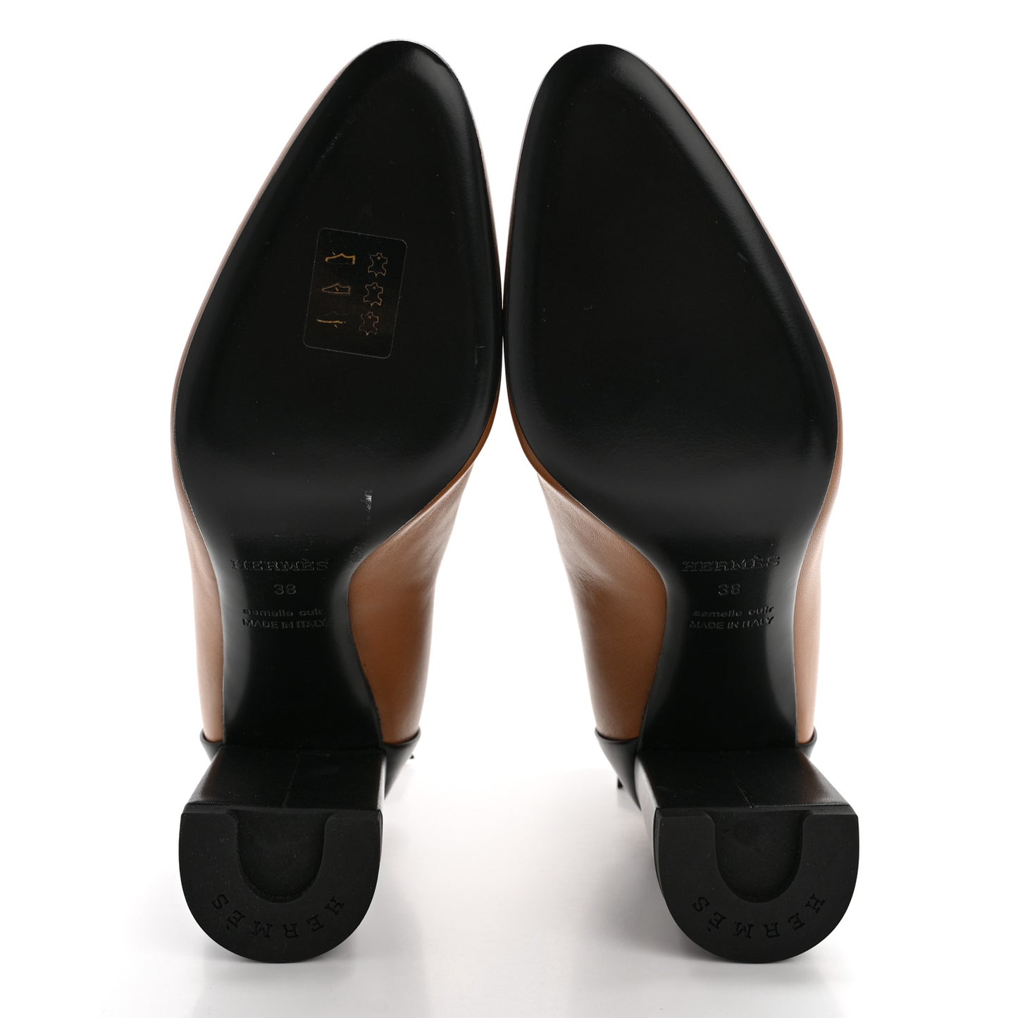 Calfskin Tuscan Two Tone Ankle Boots 38 Naturel Black
