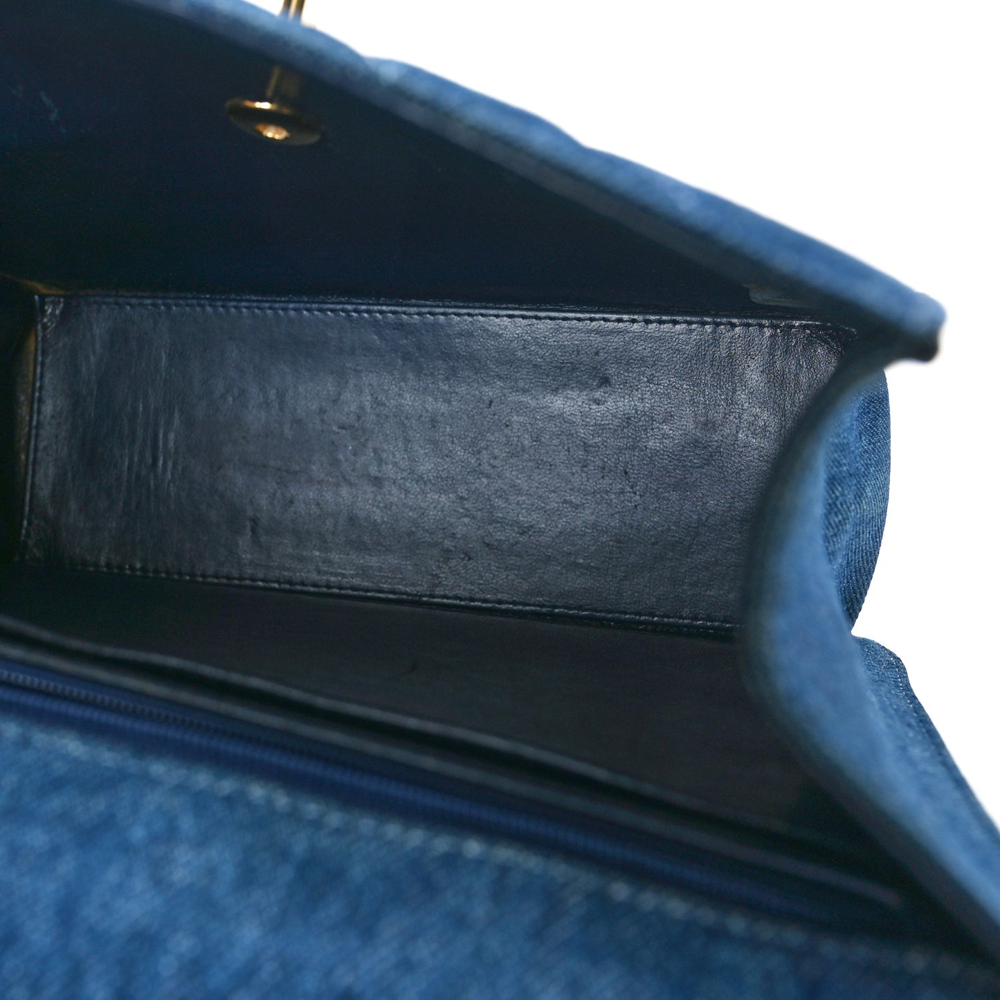 Denim Quilted Kelly Flap Bag Blue