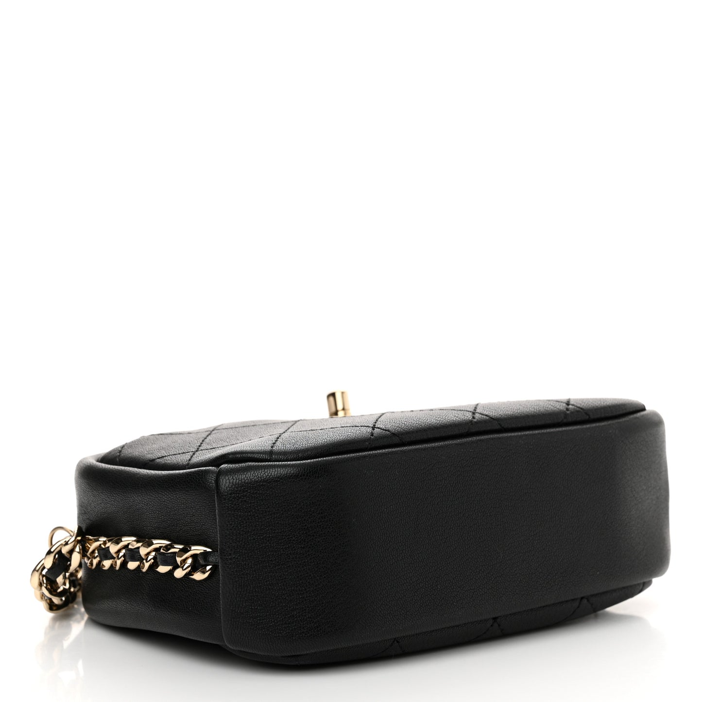 Goatskin Quilted Small Casual Trip Camera Case Black