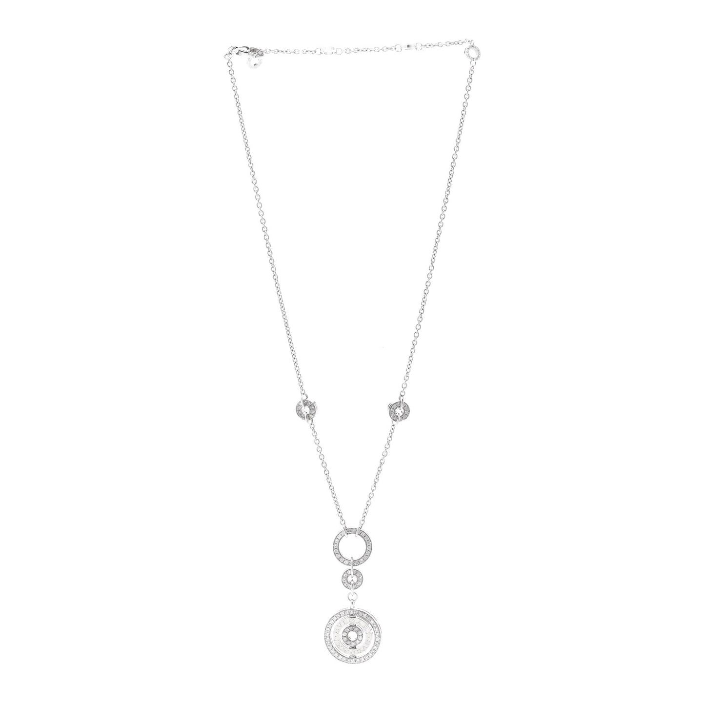 18K White Gold Diamond Pave Astrale Cerchi Pendant Necklace