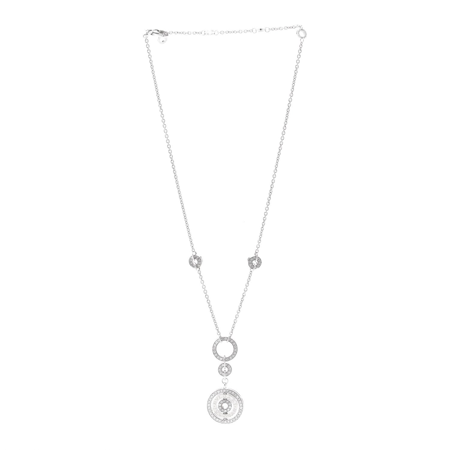 Bulgari 18K White Gold Diamond Pave Astrale Cerchi Pendant Necklace 3 of 5