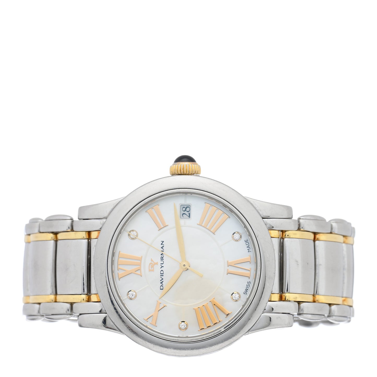 Stainless Steel 18K Yellow Gold Diamond Mother of Pearl 38mm Classic Quartz Watch
