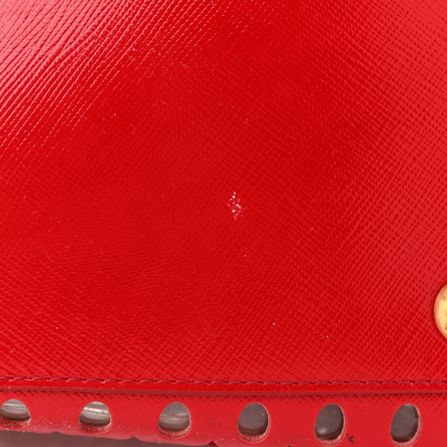 Saffiano Perforated Tote Red