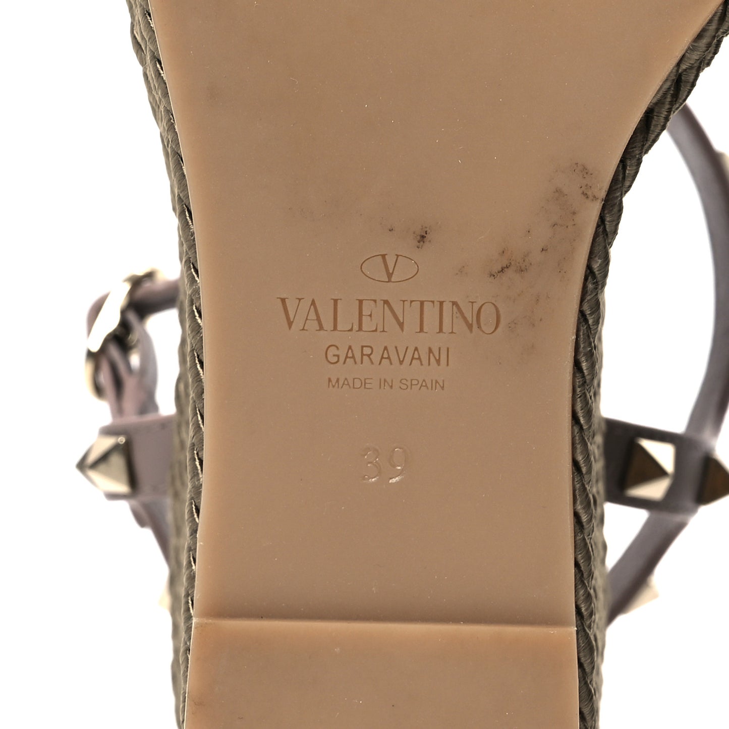 Silk Calfskin Rockstud Torchon Espadrille Wedge Sandals 39 Clay