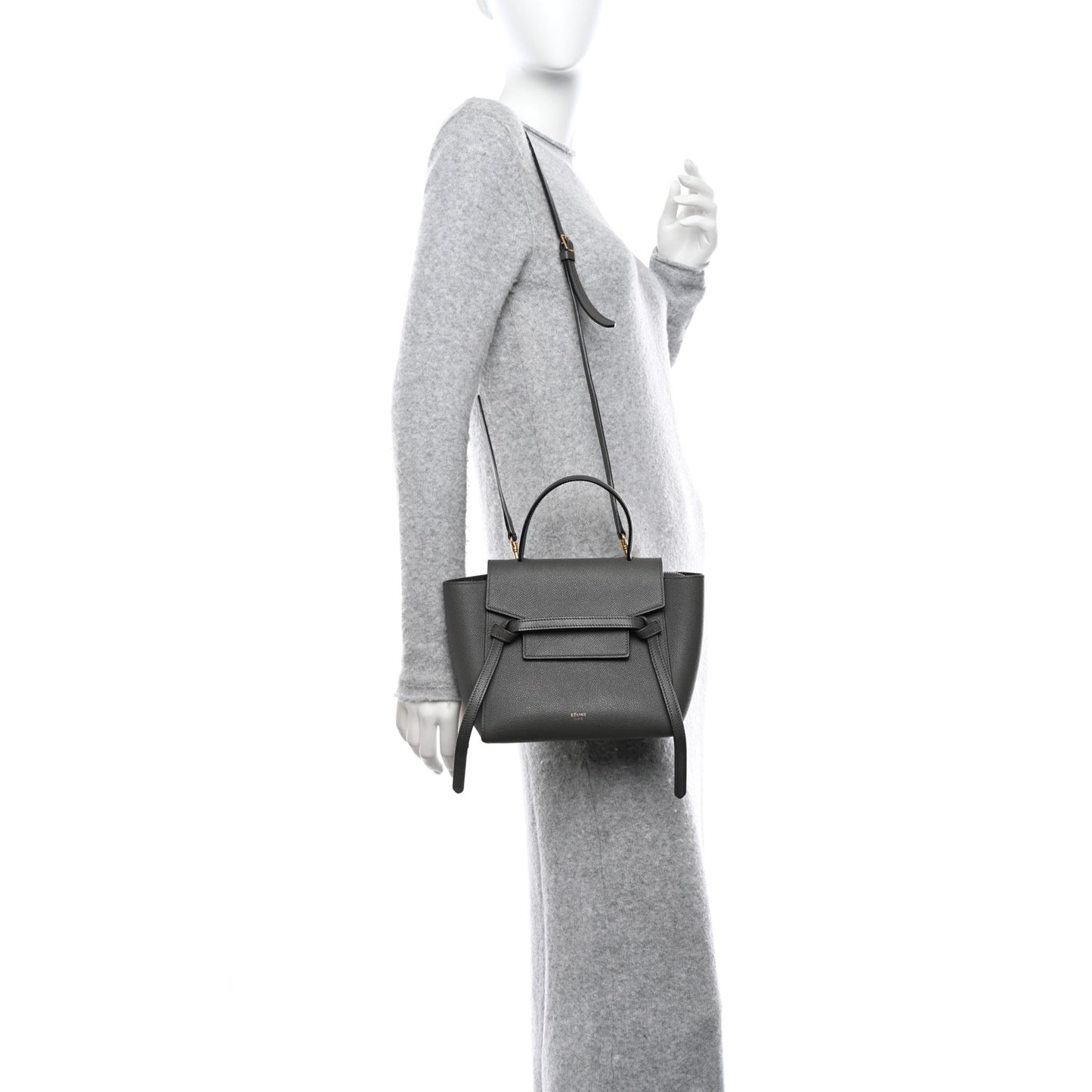 Grained Calfskin Micro Belt Bag Grey
