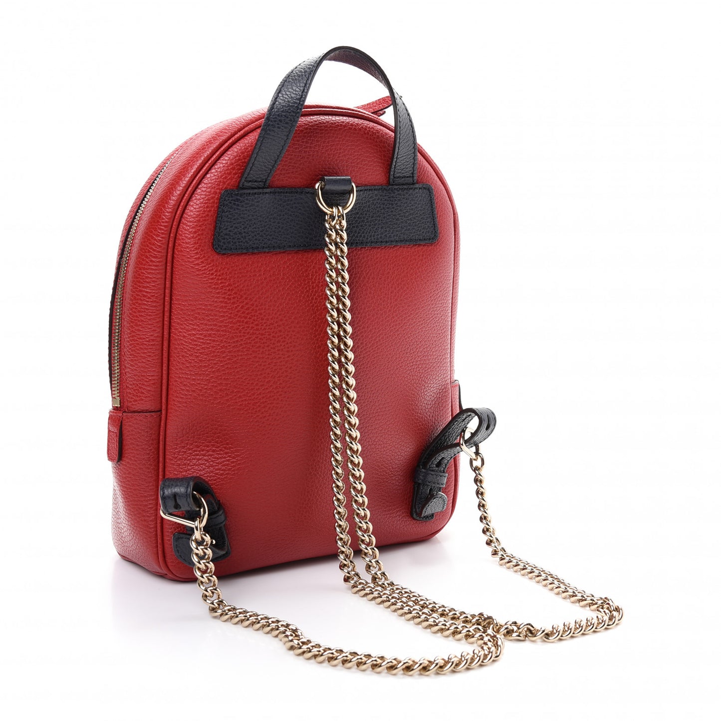 Pebbled Calfskin Bi-Color Soho Chain Backpack Red Navy