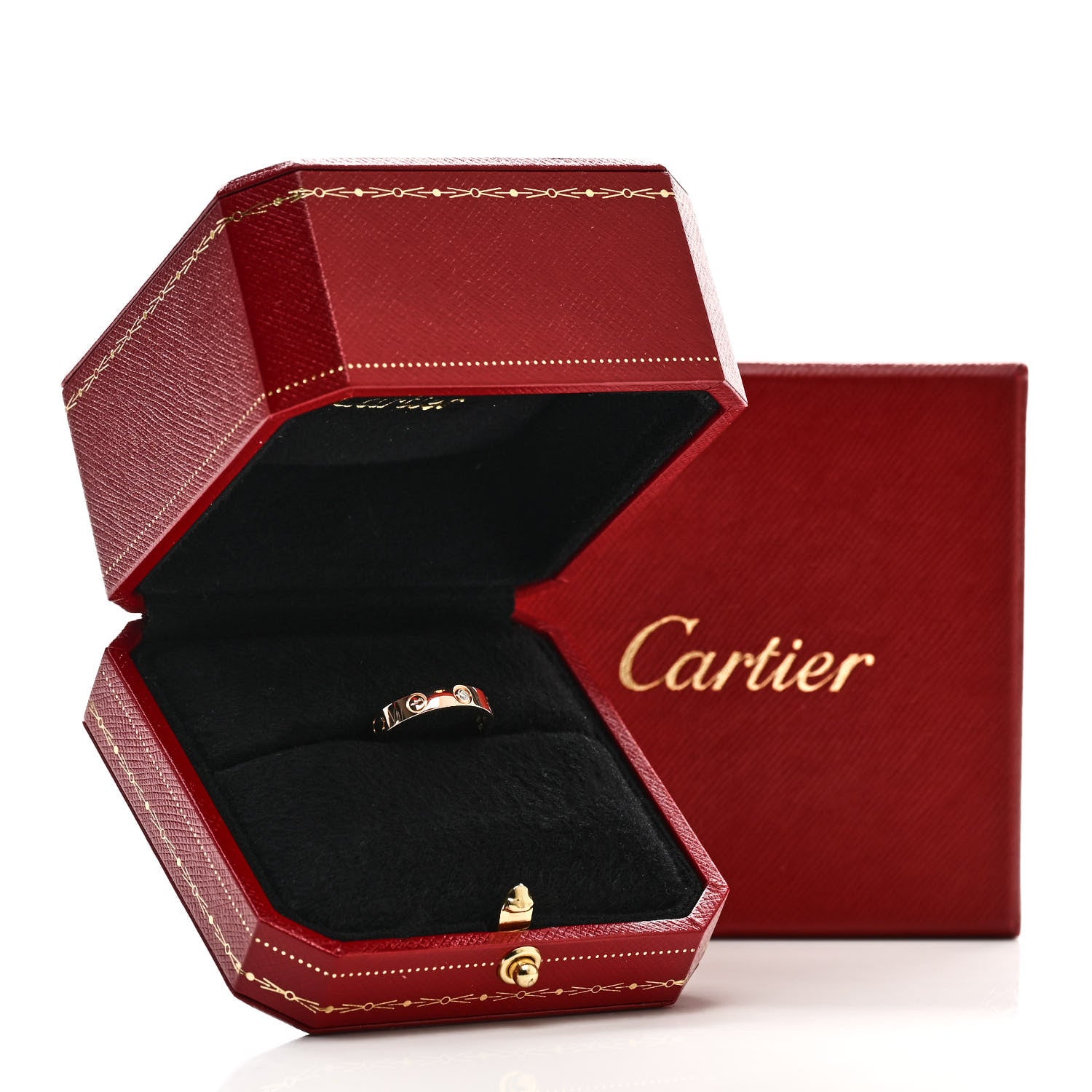 Cartier 18K Pink Gold Diamond 4mm LOVE Wedding Band Ring 48 4.5 5 of 5