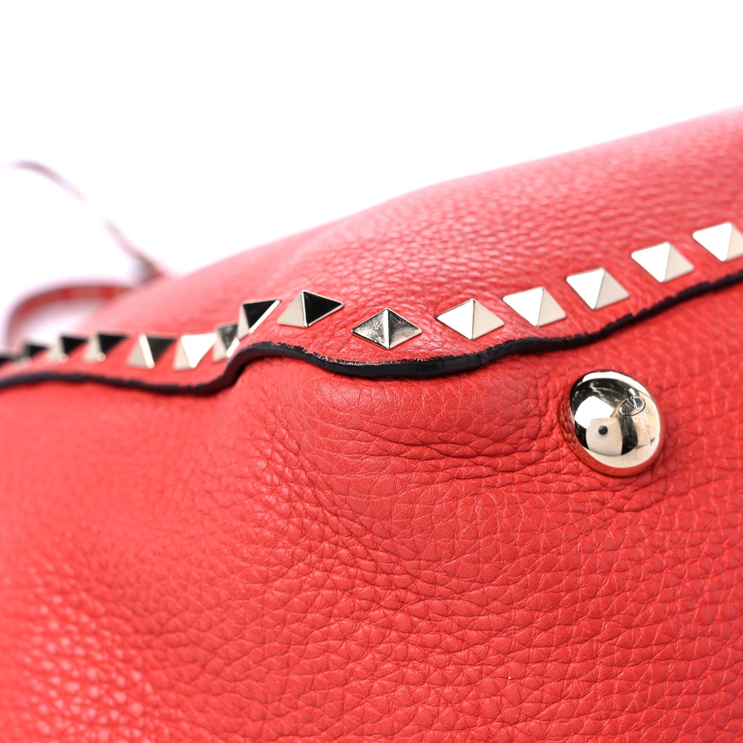 Pebbled Calfskin Medium Rockstud Tote Deep Coral