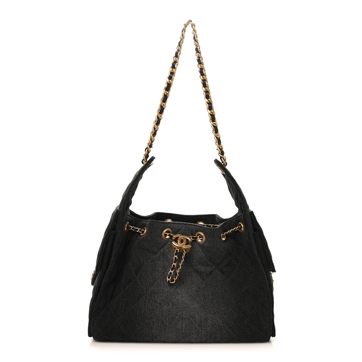 Chanel Washed Denim Quilted Small Chanel 25 Handbag Black 1880872
