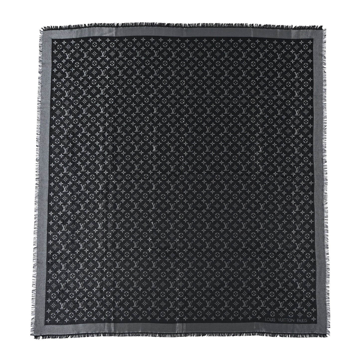 Silk Lurex Wool Monogram Shine Shawl Black