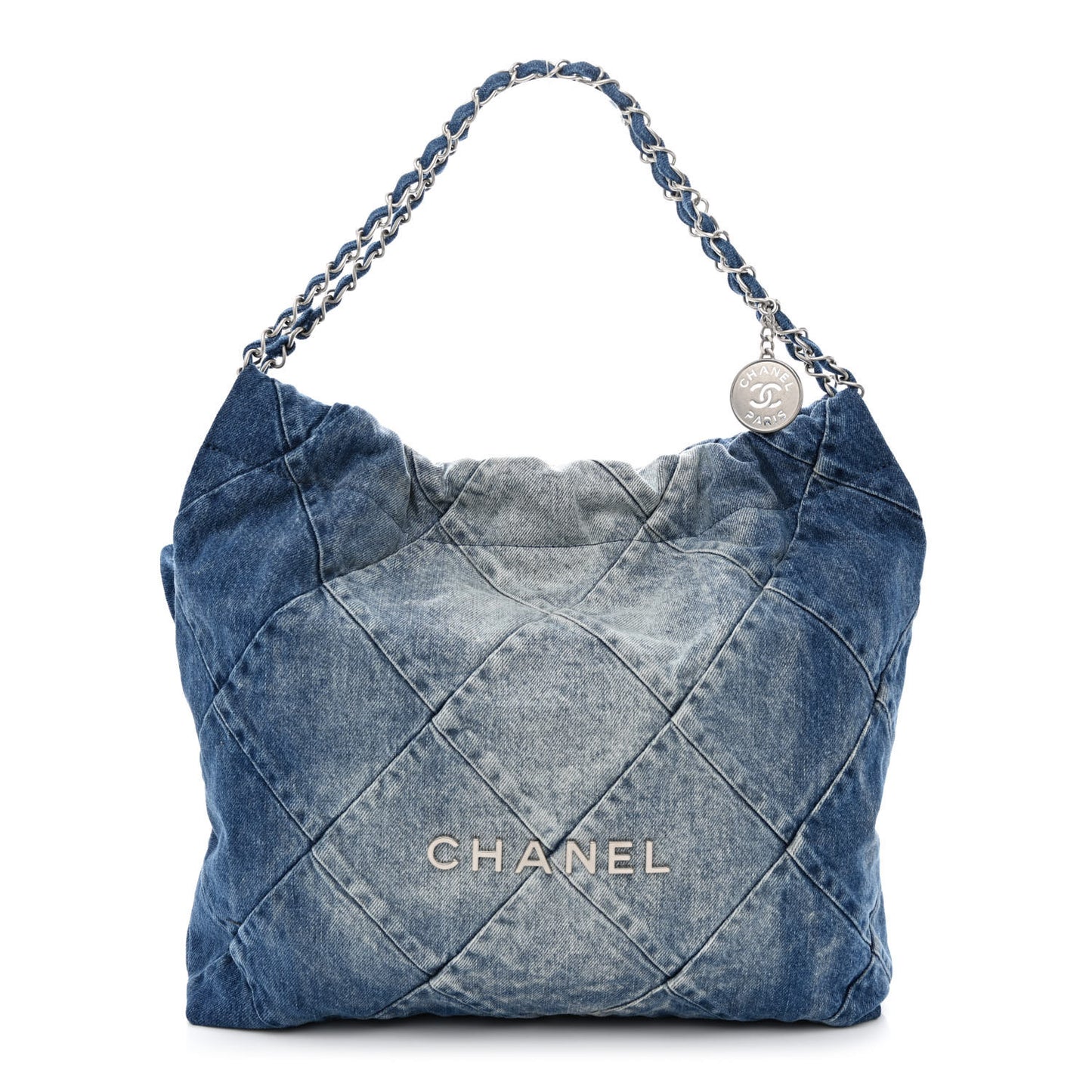 Denim Quilted Chanel 22 Blue