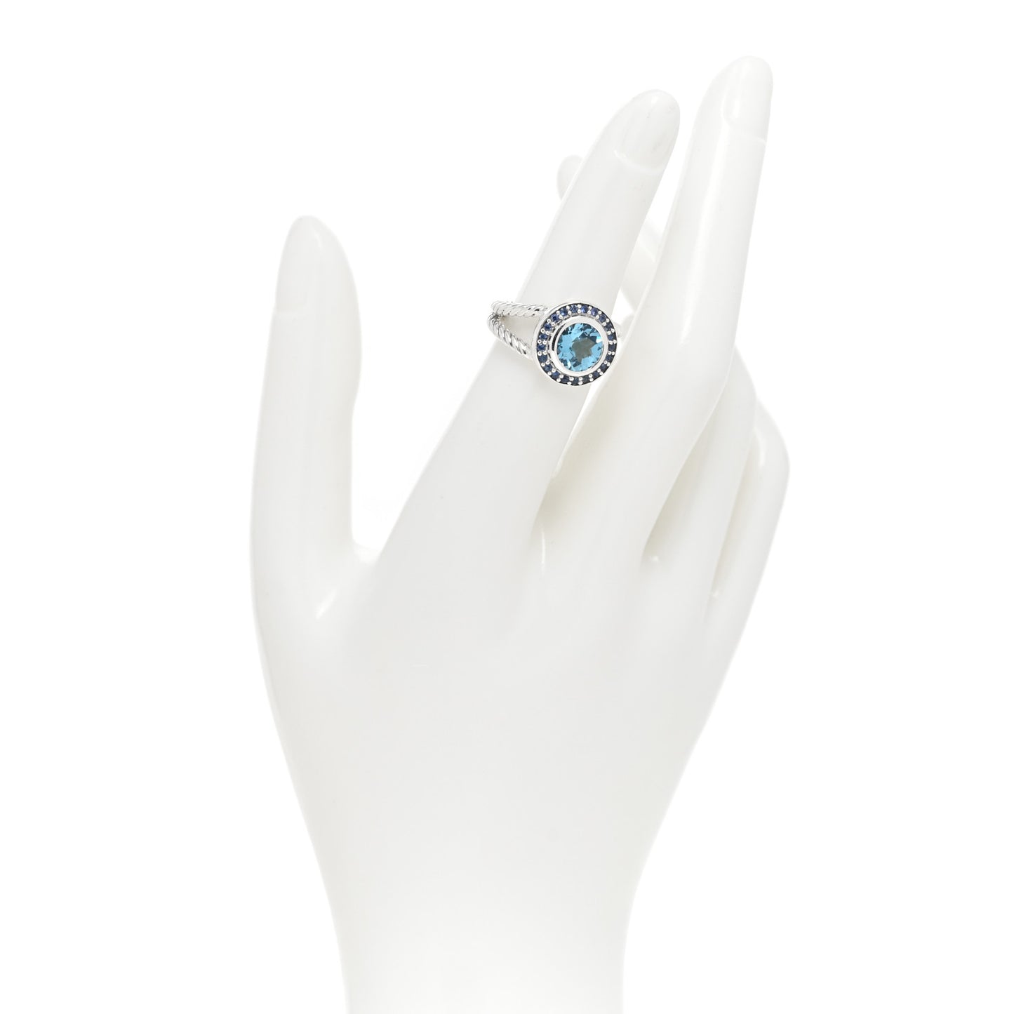 Sterling Silver Blue Topaz Sapphire 8mm Petite Cerise Ring 50 5.5