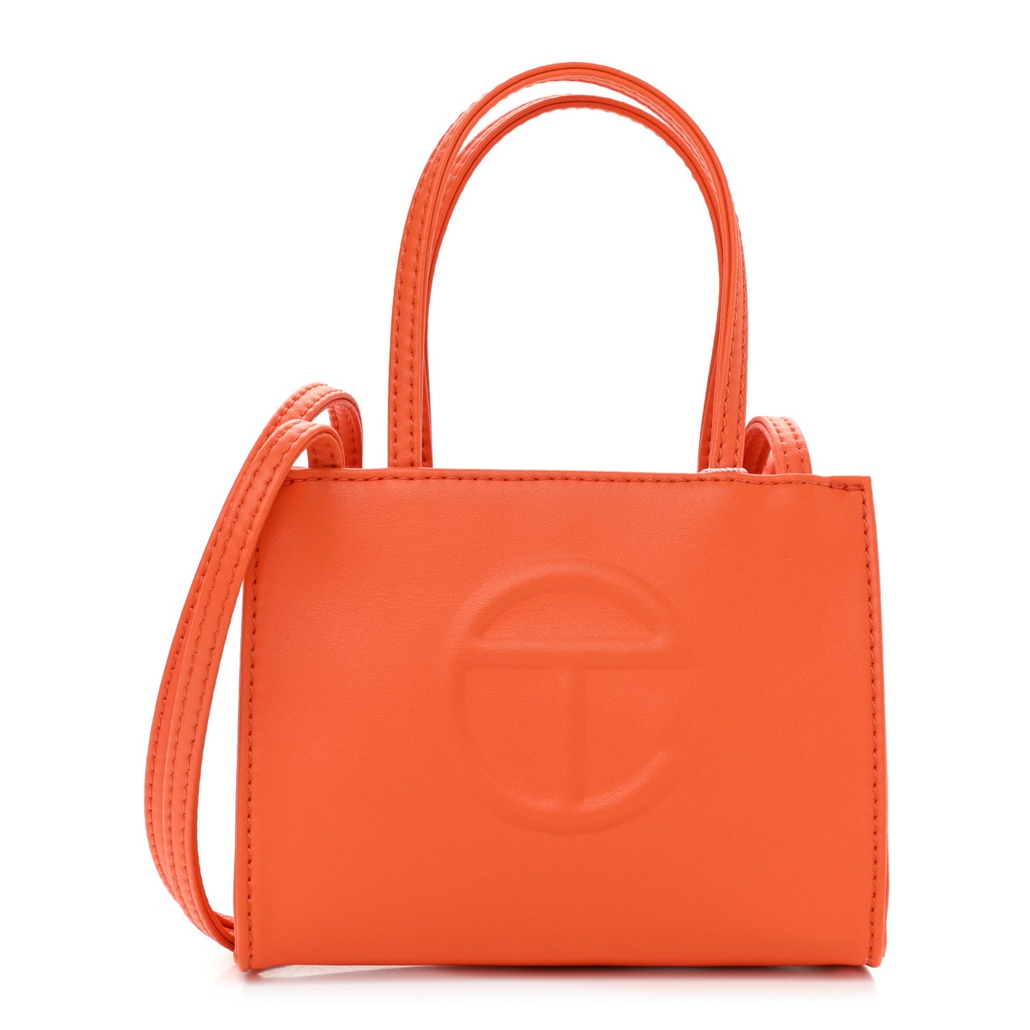 Vegan Leather Small Shopping Bag Orange