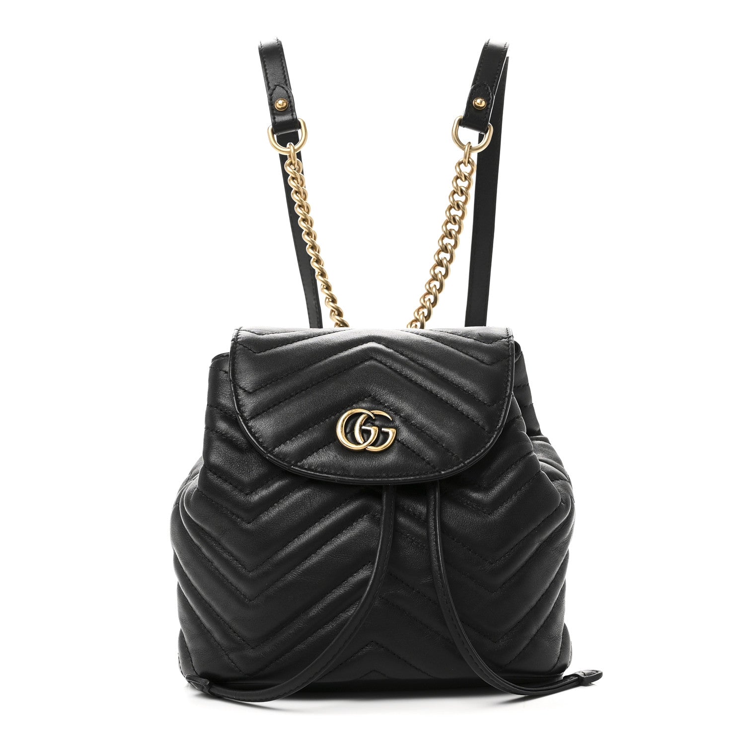 Gucci Calfskin Matelasse GG Marmont Flap Backpack Black 1859932 – FASHIONPHILE
