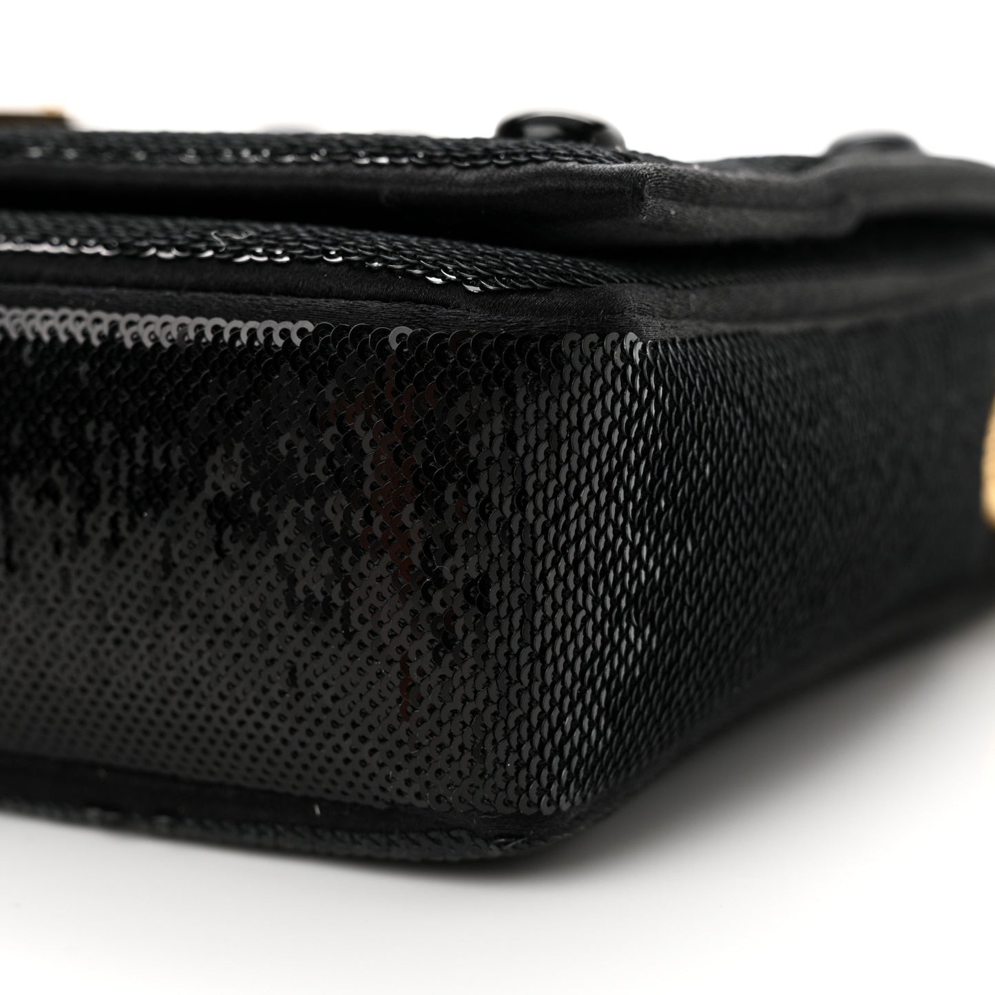 Sequin Satin Monogram Tassel Kate 99 Black