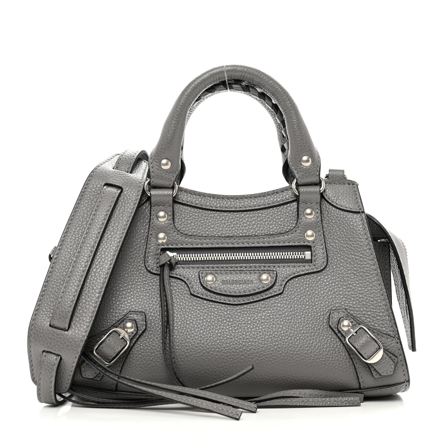 Grained Calfskin Neo Classic Silver Hardware Mini City Dark Grey