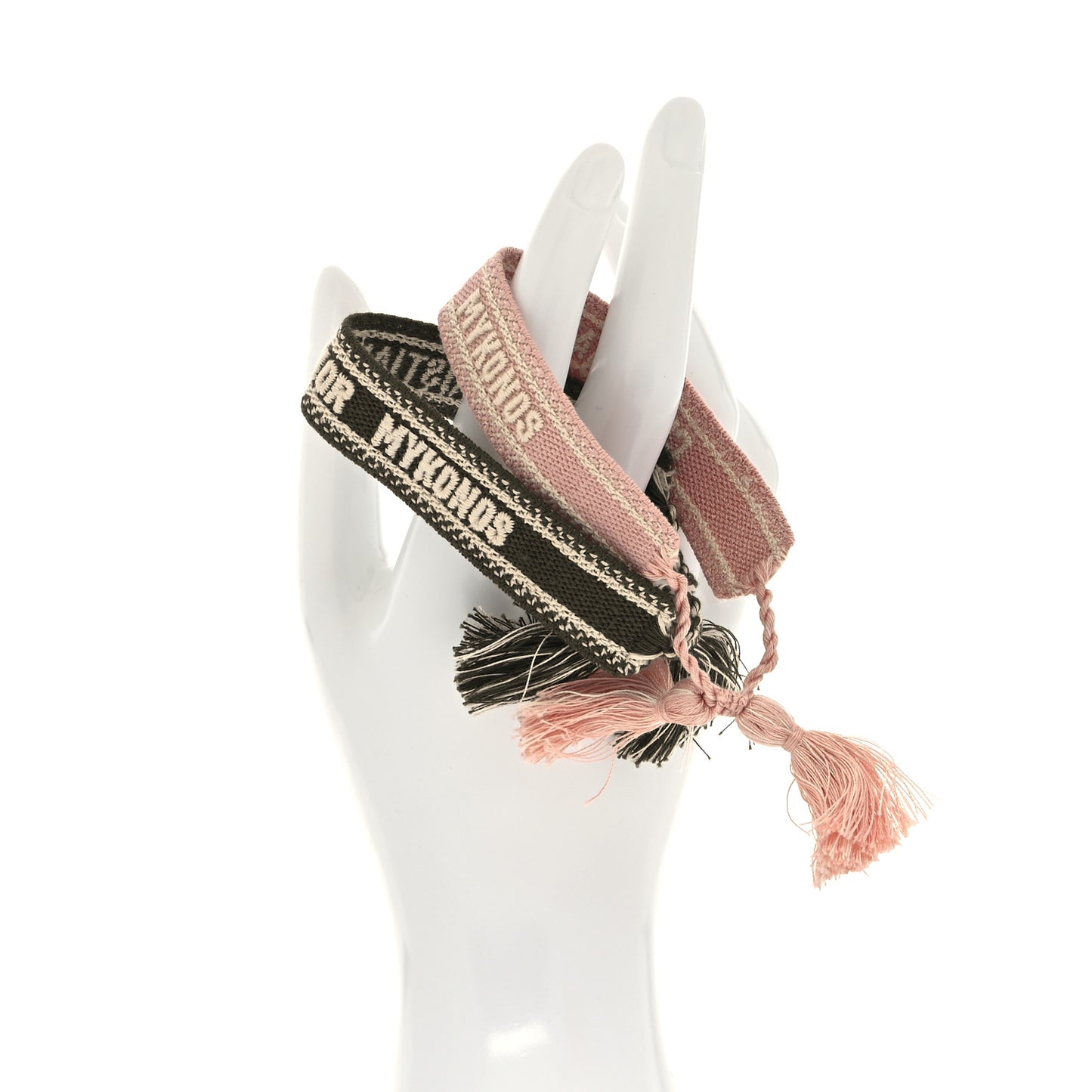 Woven Cotton J'Adior Friendship Bracelet Set Pink Black