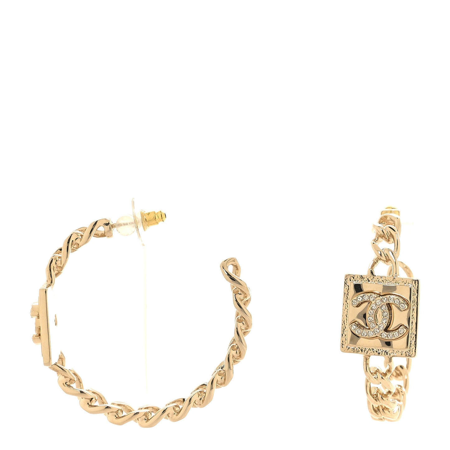 Crystal CC Hoop Earrings Gold