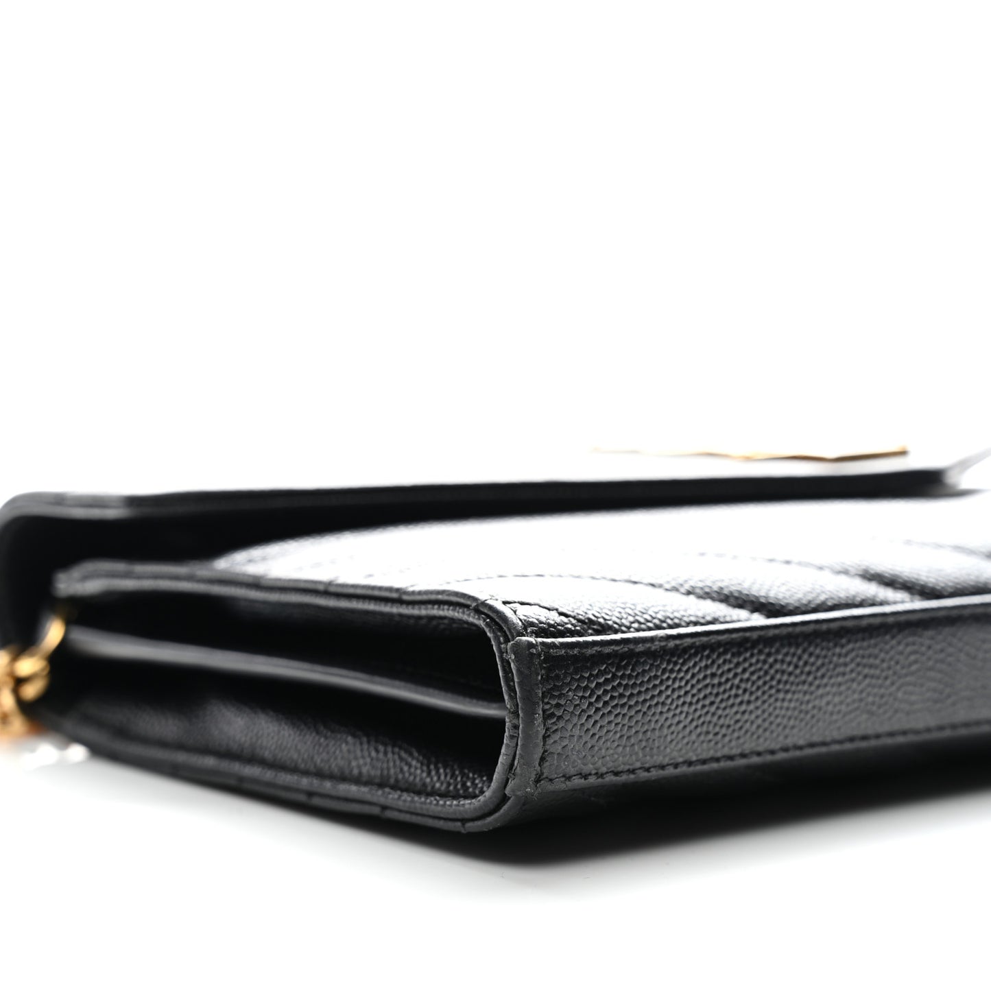 Grain De Poudre Matelasse Chevron Monogram Chain Wallet Black
