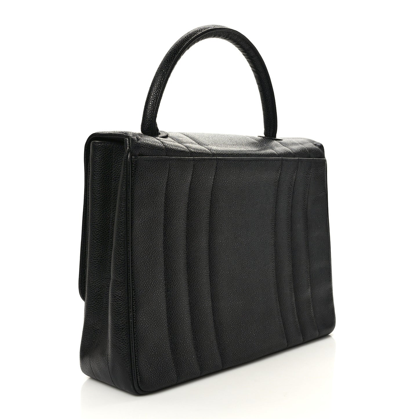 Caviar Vertical Quilted Kelly Flap Bag Black