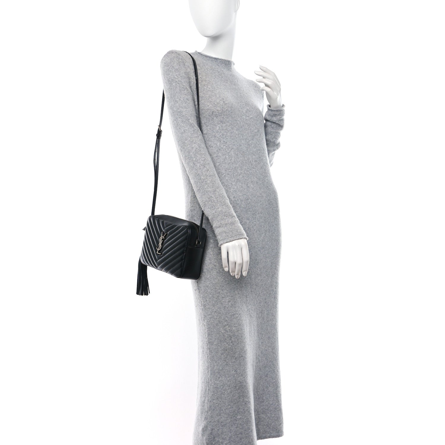 Saint Laurent Calfskin Matelasse Monogram Lou Camera Bag Black 2 of 11