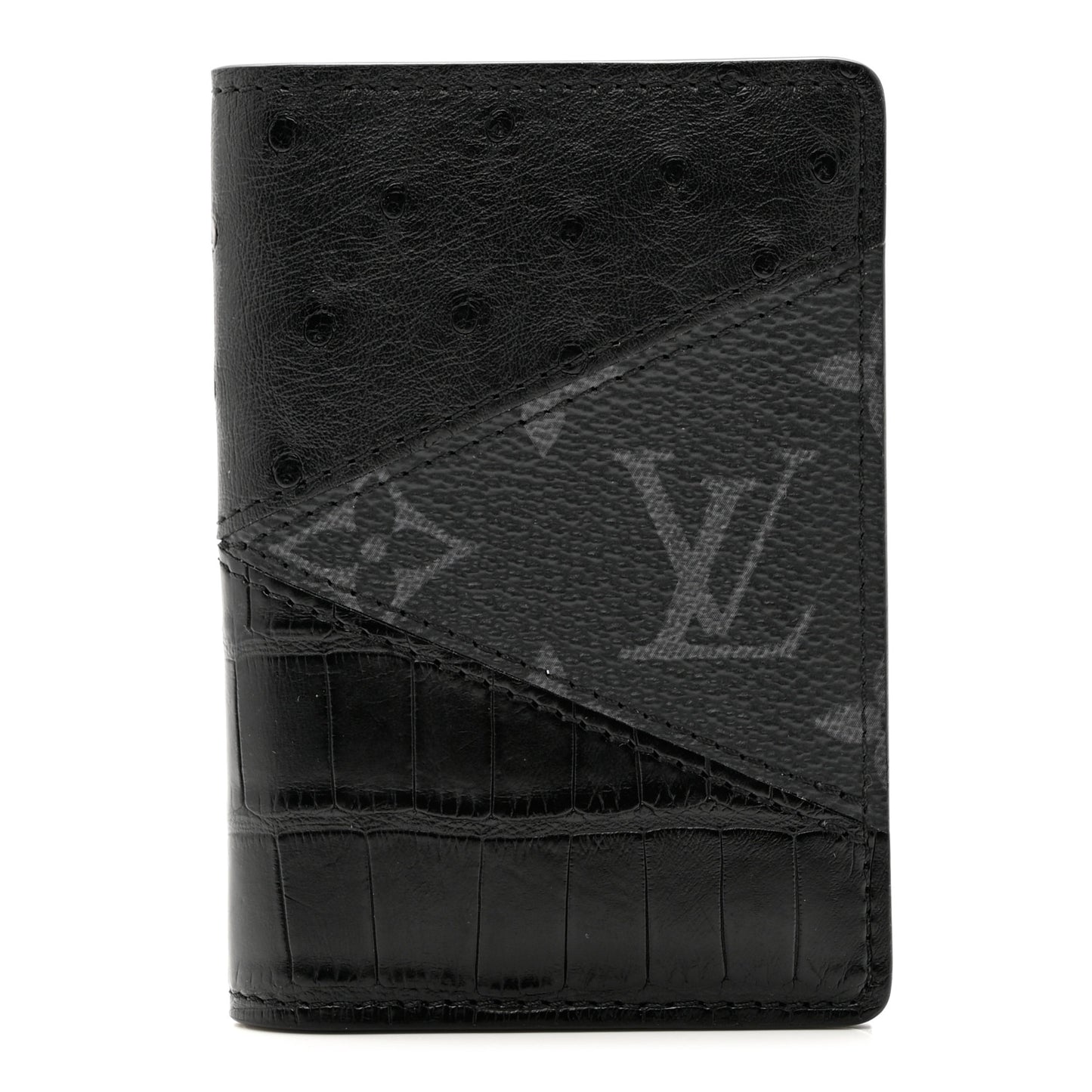 Ostrich Crocodile Pocket Organizer Black