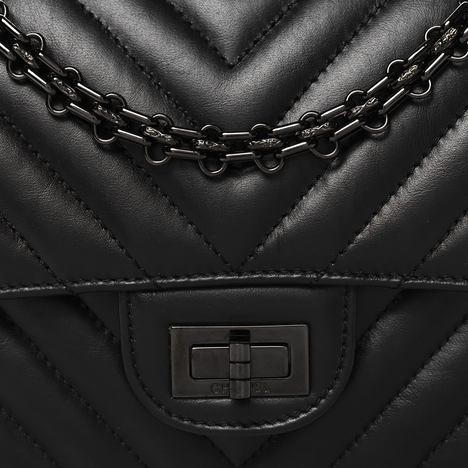 Chanel Aged Calfskin Chevron Quilted 2.55 Reissue Mini Flap So Black 8 of 14