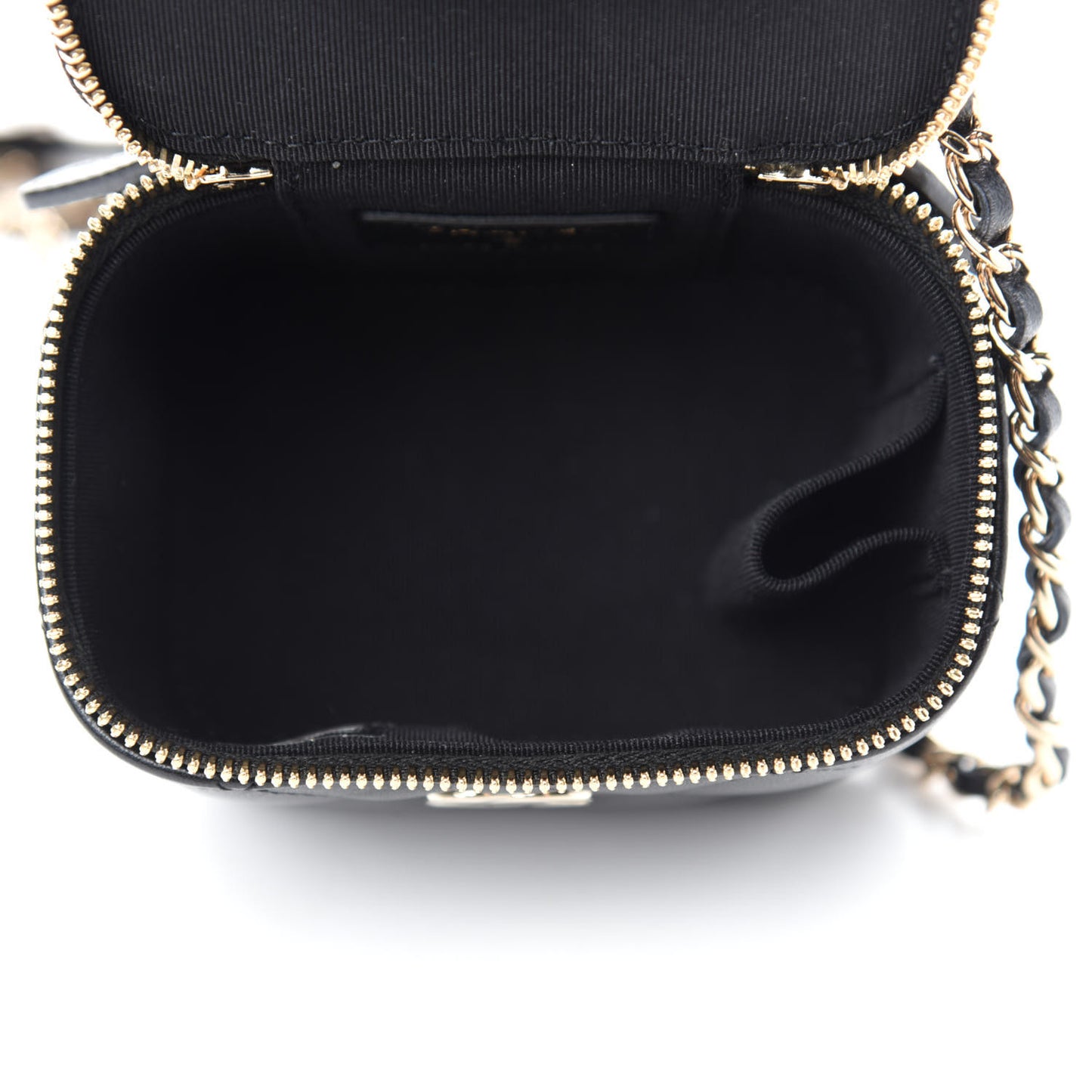 Lambskin Quilted My Chanel Lady Vanity Case With Chain Black