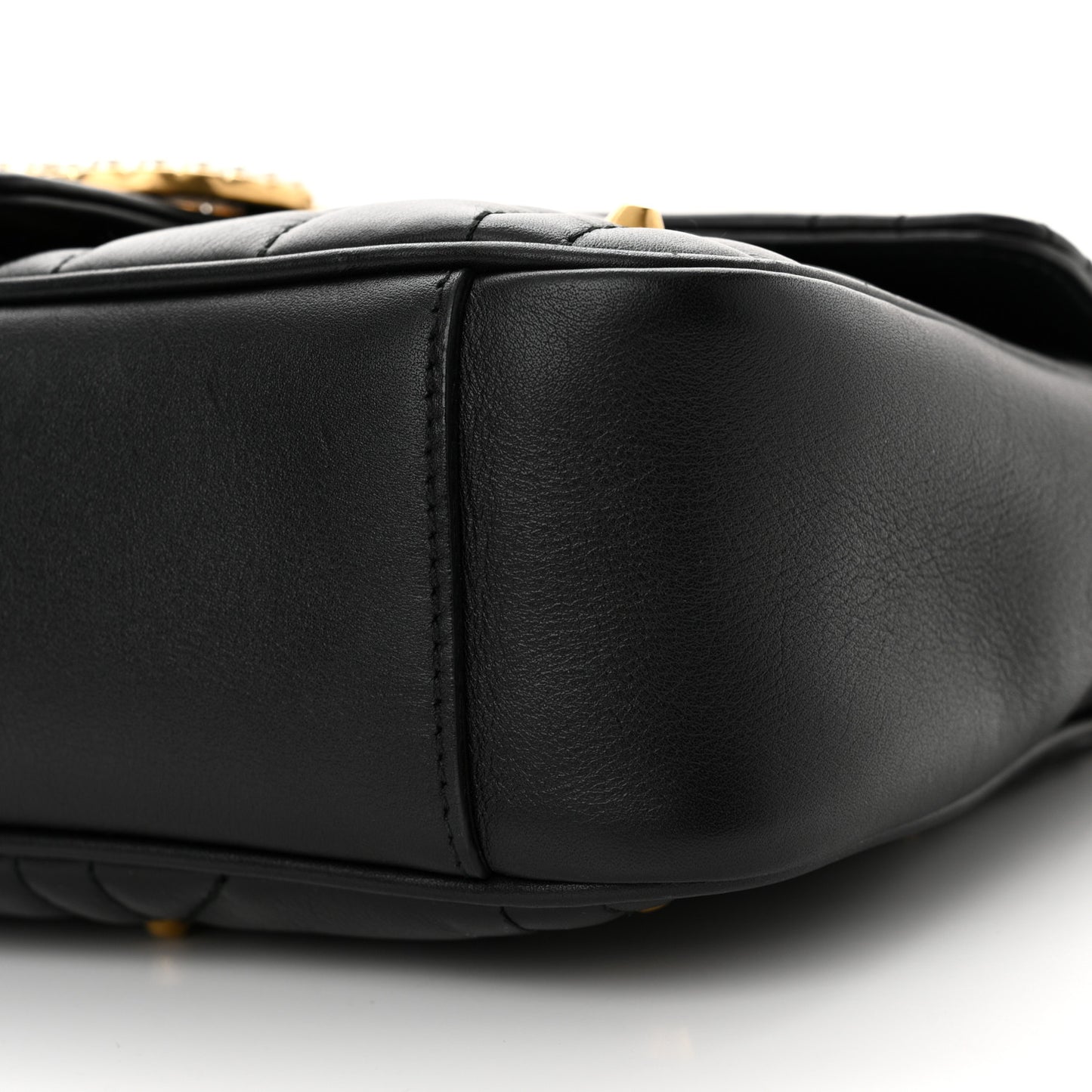 Calfskin Matelasse Studded Small Pearly GG Marmont Shoulder Bag Black