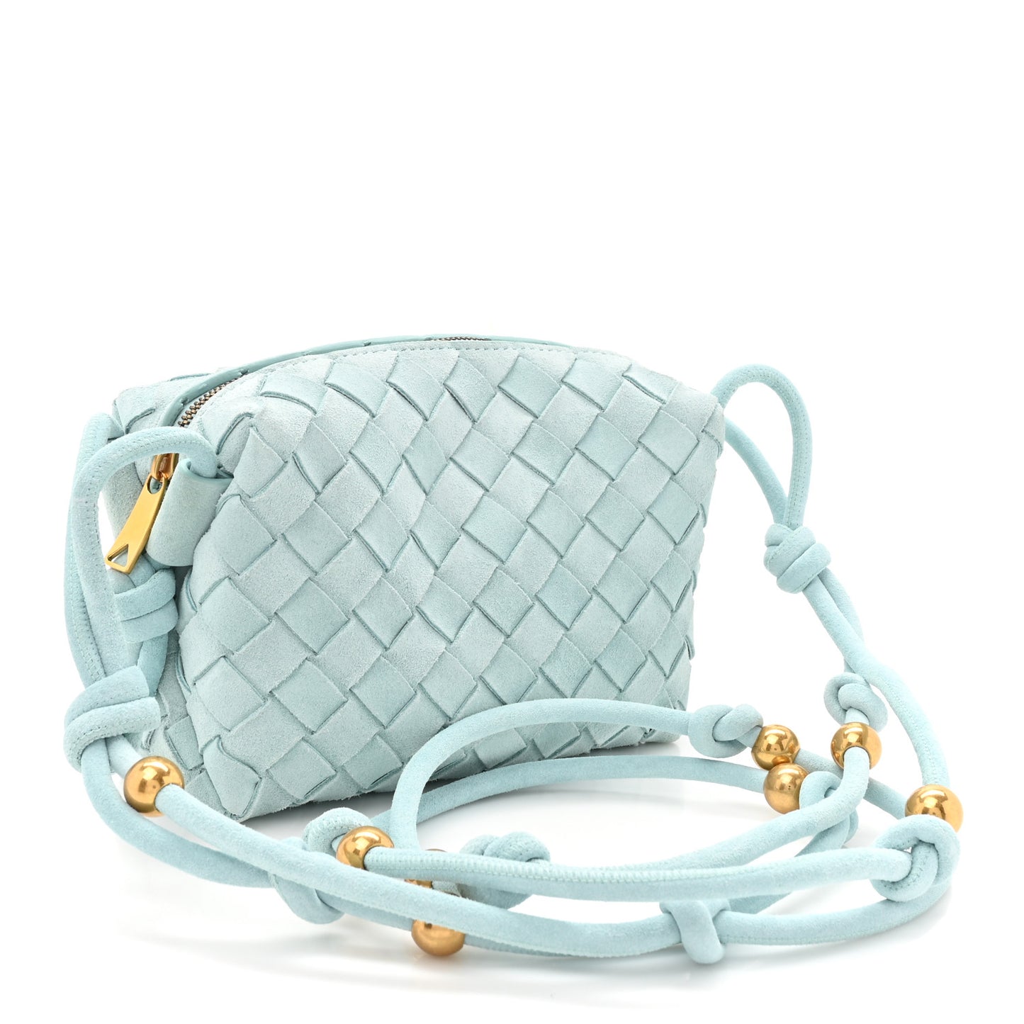 Suede Intrecciato Loop Camera Bag Teal