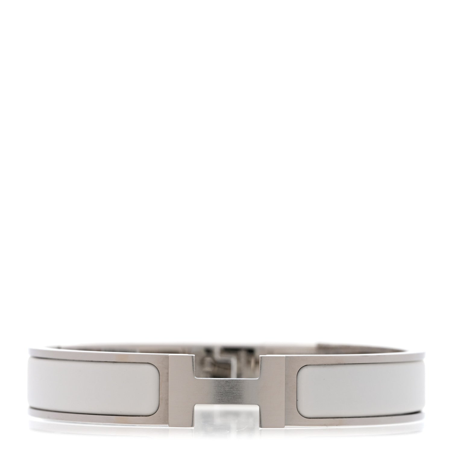 Hermes Matte Enamel Narrow Clic Clac HH Bracelet GM White 1925403