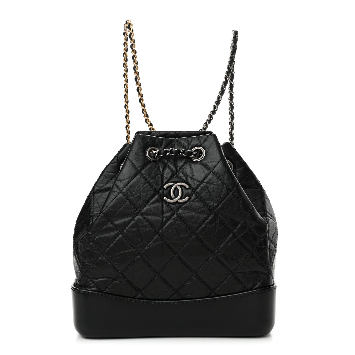 Aged Calfskin Quilted Small Gabrielle Backpack Black