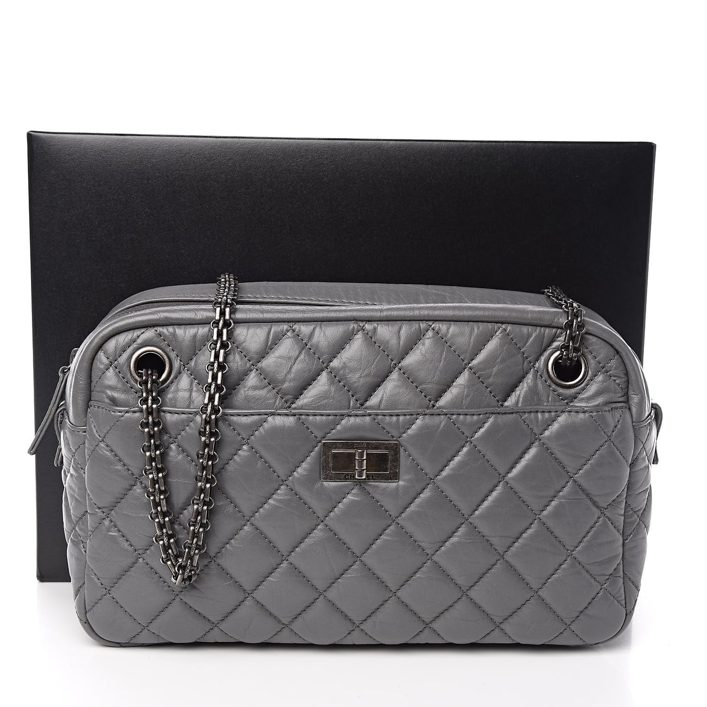 Aged Calfskin Medium Reissue Camera Case Grey
