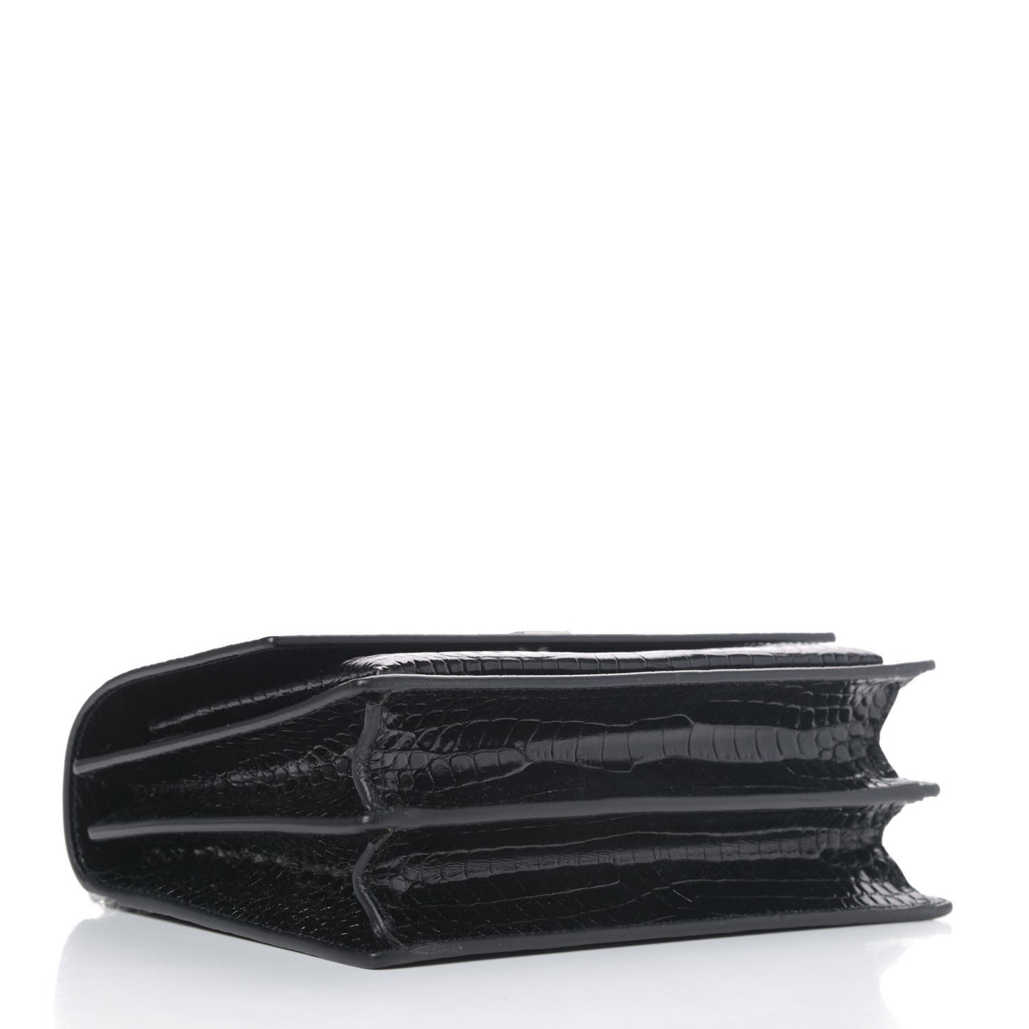 Calfskin Crocodile Embossed Medium Monogram Sunset Black