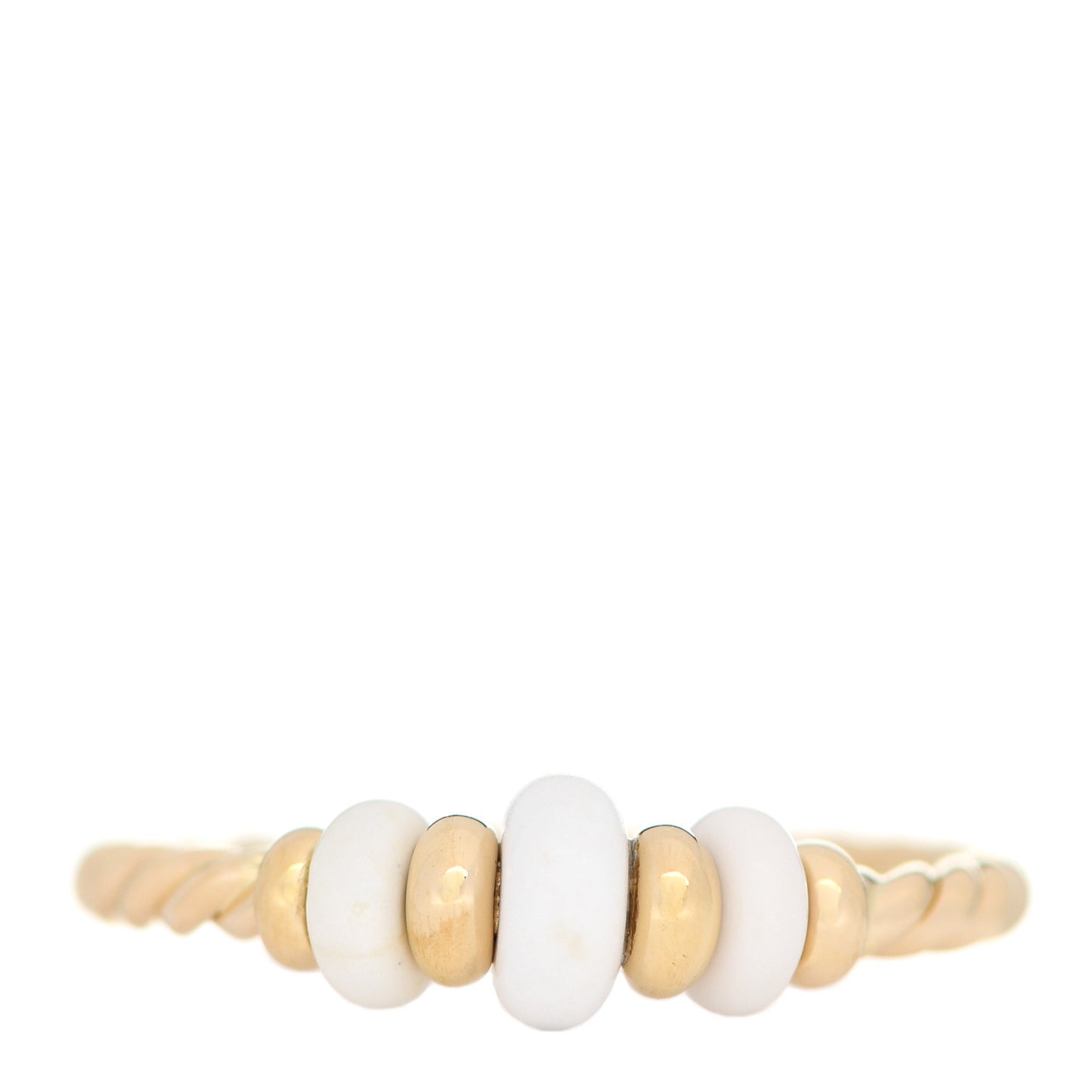 18K Yellow Gold White Agate Rio Rondelle Ring 54 7