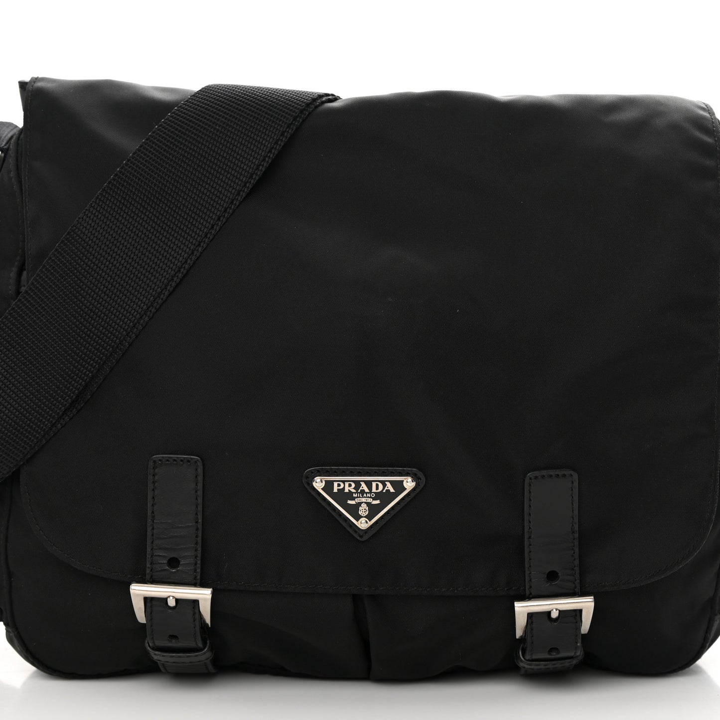 Nylon Messenger Bag Black