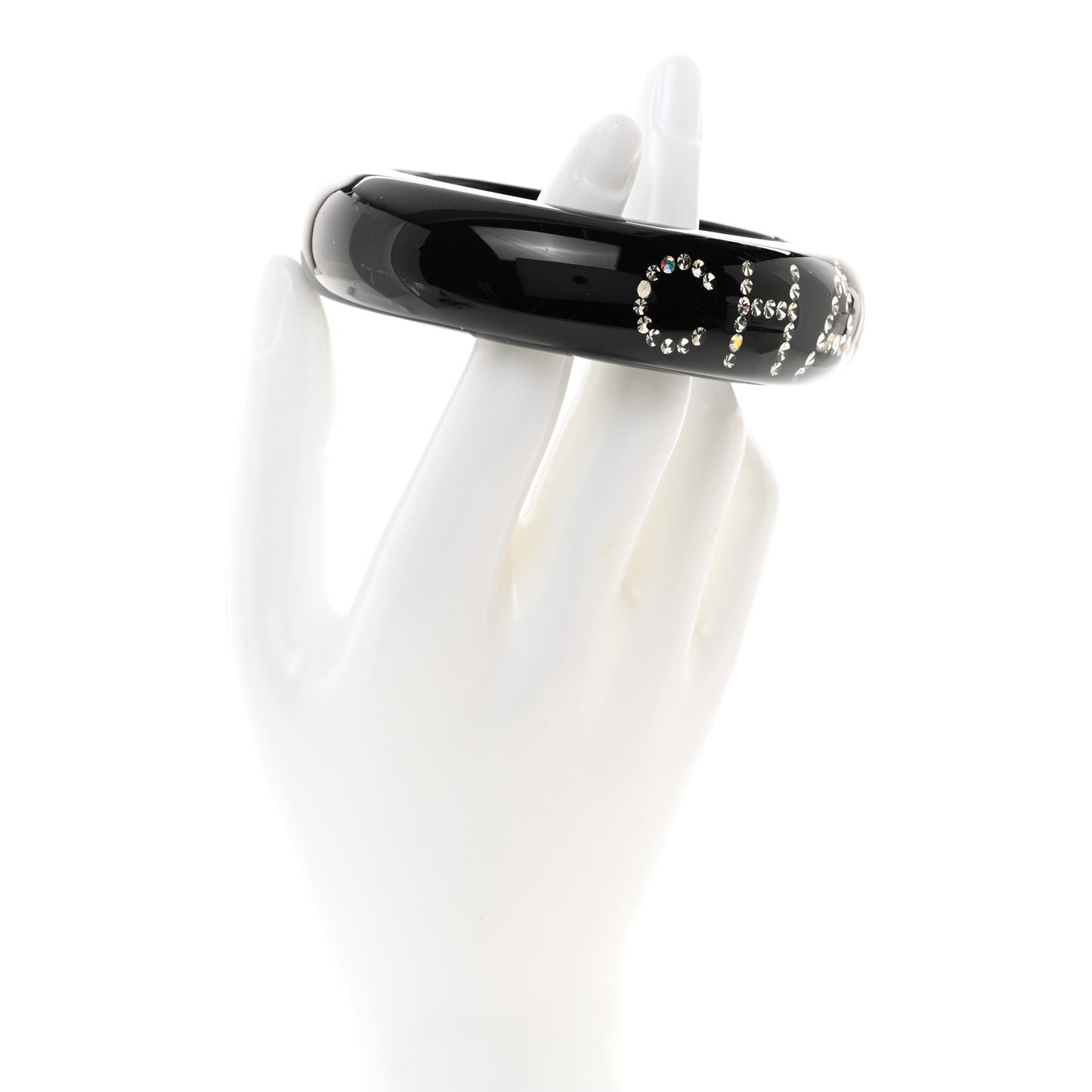 Resin Crystal CC Logo Bracelet Black