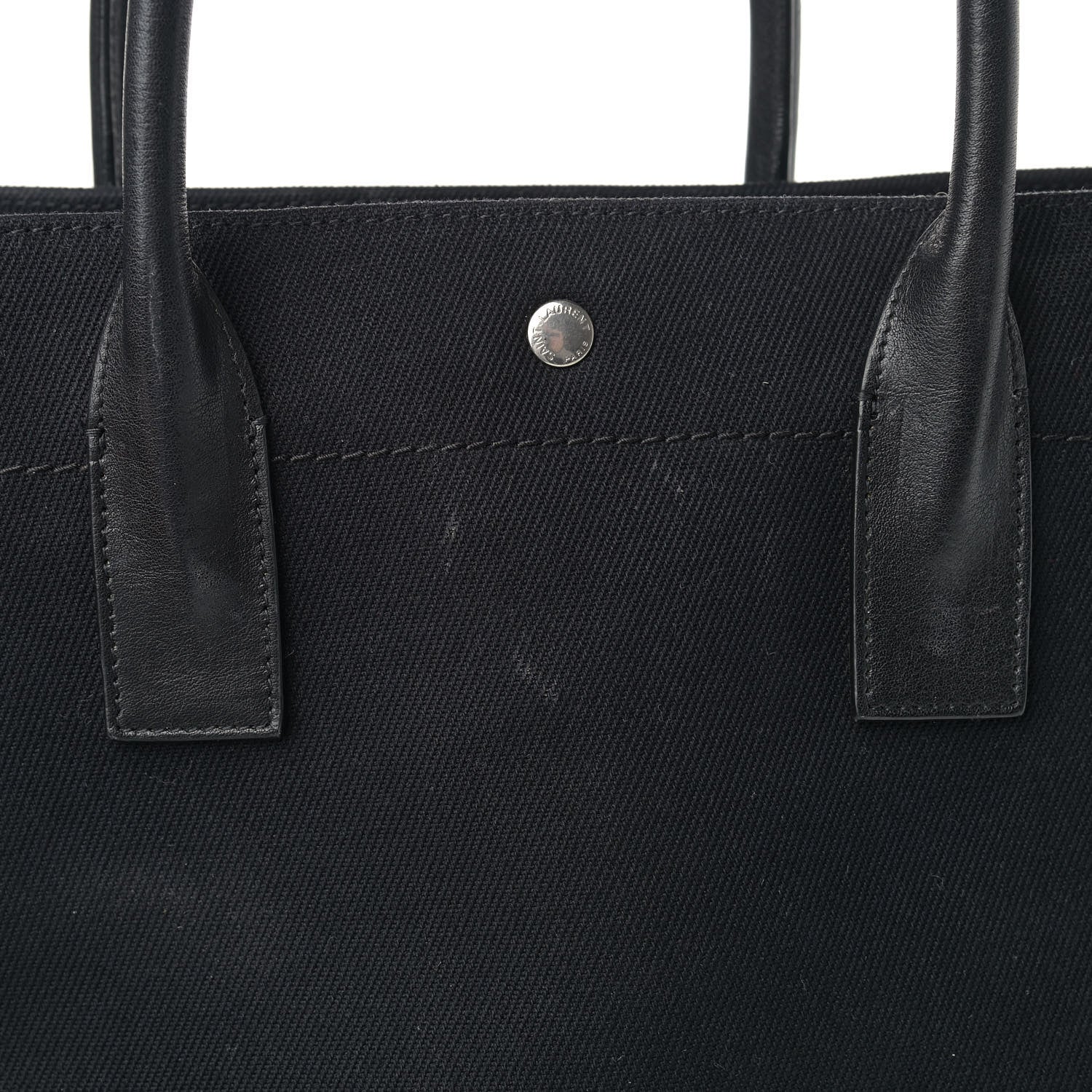 Saint Laurent Linen Calfskin Rive Gauche North South Tote Black 12 of 12